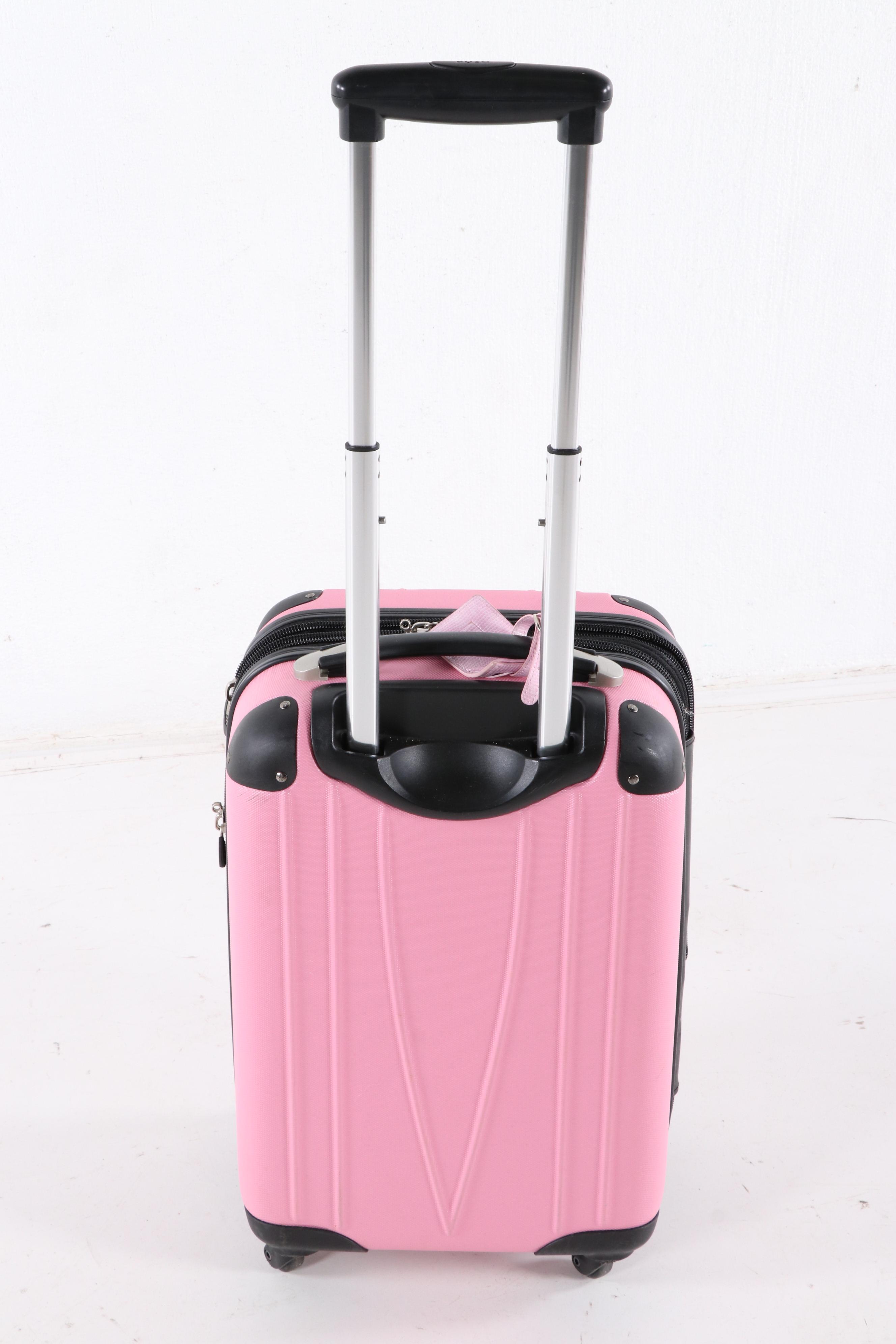 Heys Expandable Hardside Spinner Two-Piece Luggage Set in Pink and Black