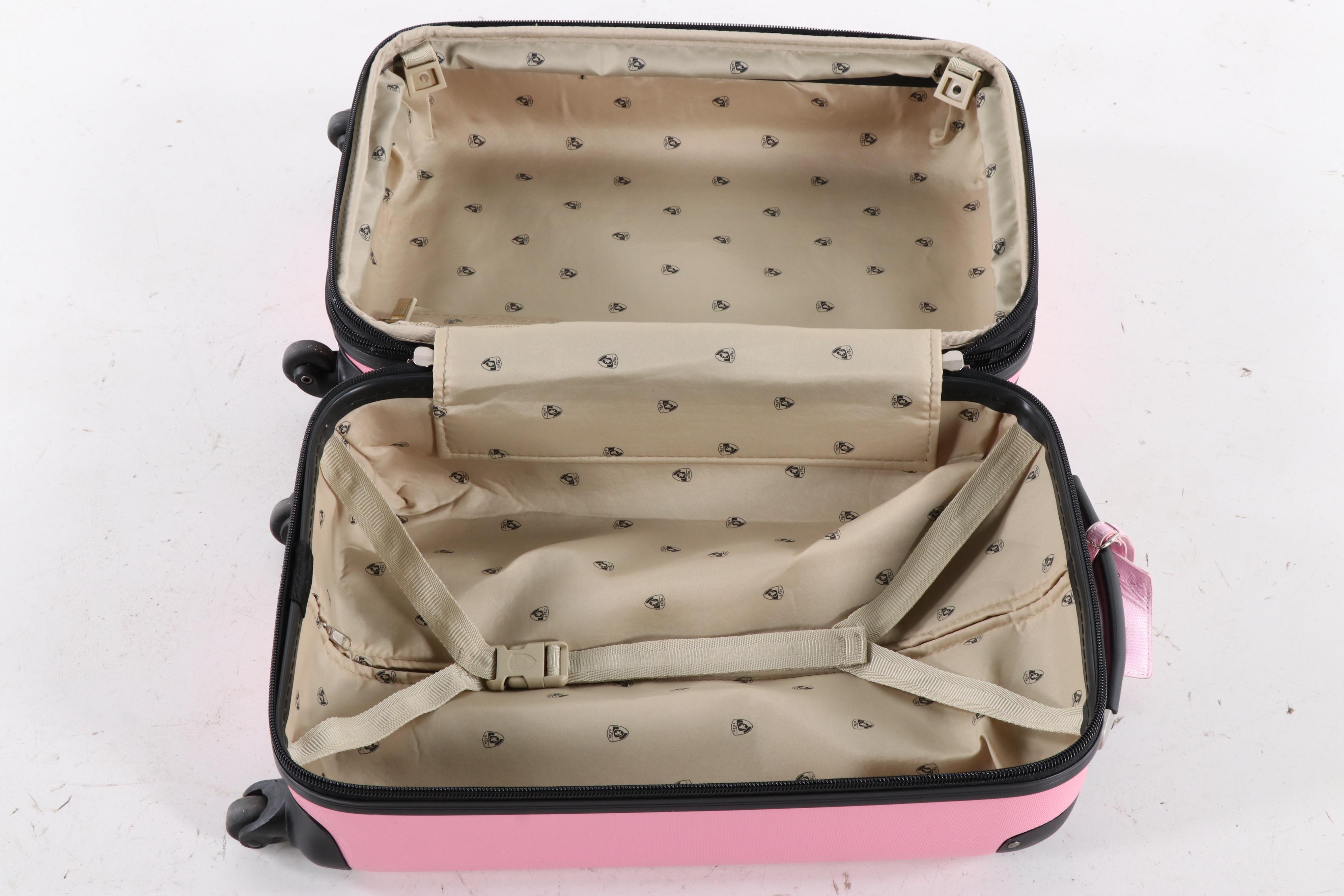 Heys Expandable Hardside Spinner Two-Piece Luggage Set in Pink and Black