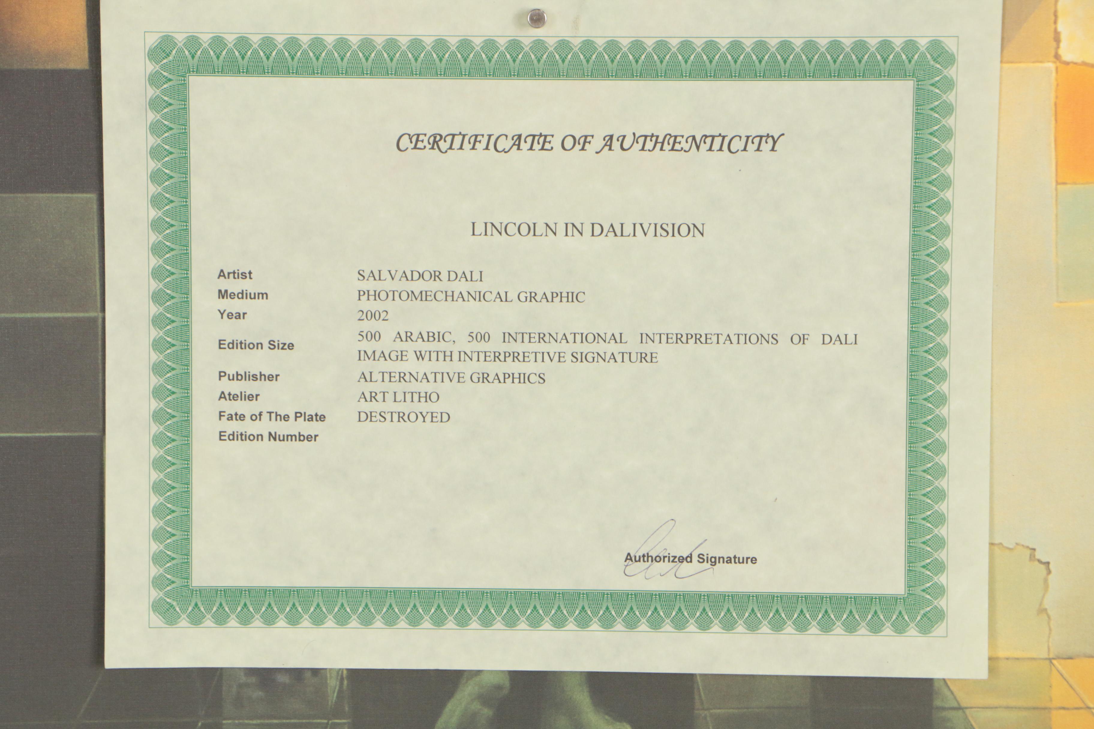 21st Century Offset Lithograph after Salvador Dalí "Lincoln in Dalivision"