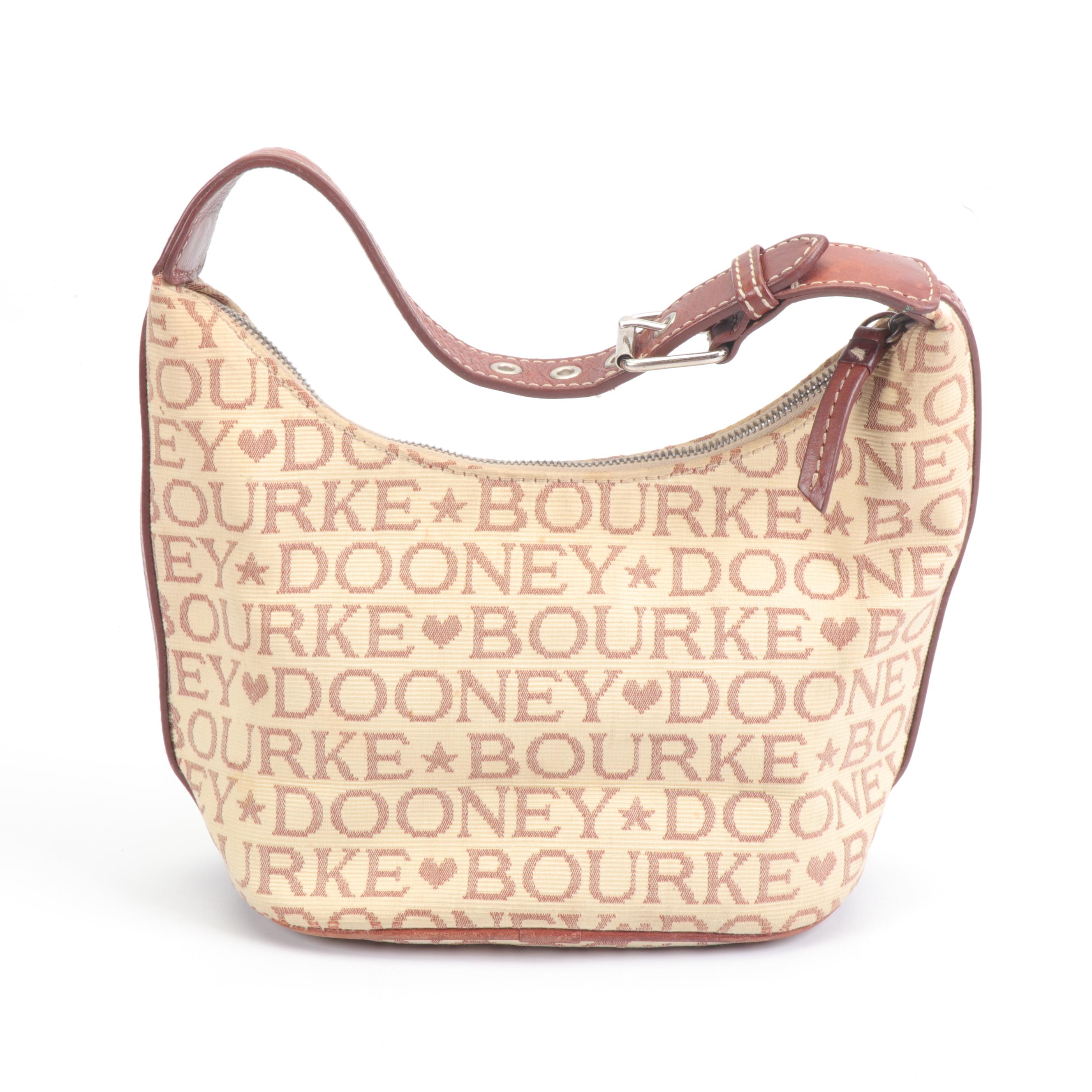Dooney & Bourke Signature Canvas Hearts and Stars Shoulder Bag With Leather Trim