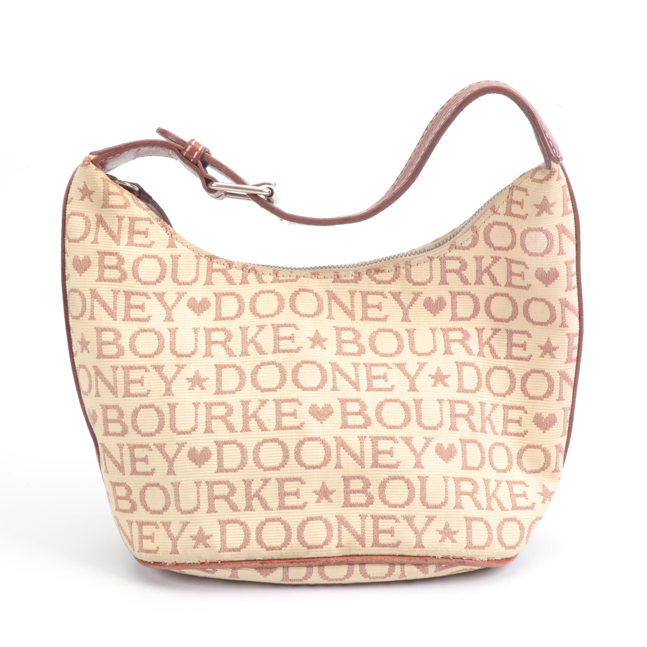 Dooney & Bourke Signature Canvas Hearts and Stars Shoulder Bag With Leather Trim