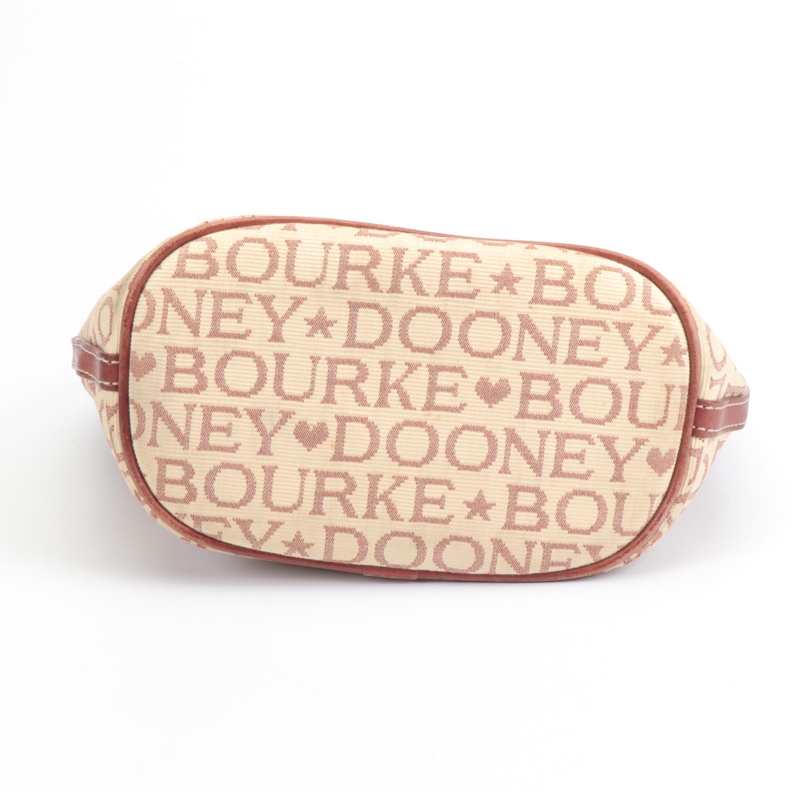 Dooney & Bourke Signature Canvas Hearts and Stars Shoulder Bag With Leather Trim