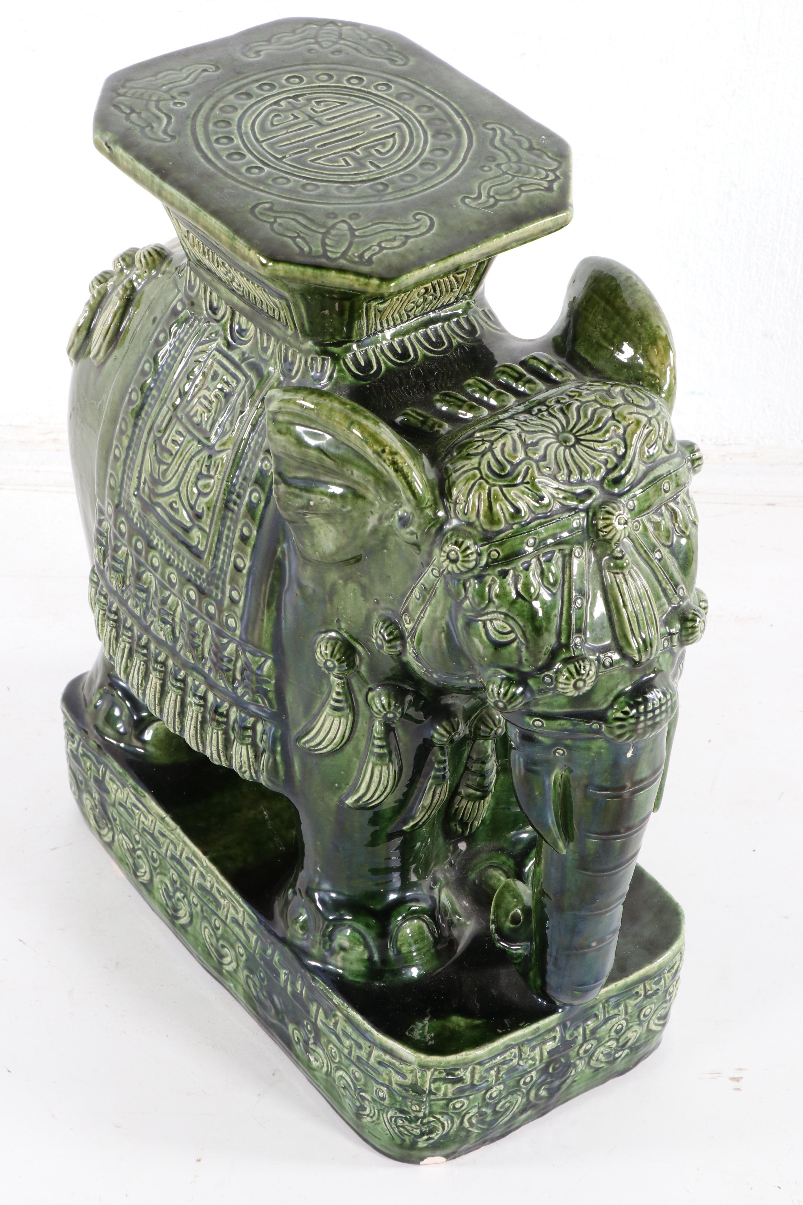 Chinese Ceramic Elephant Garden Stool/Plant Stand