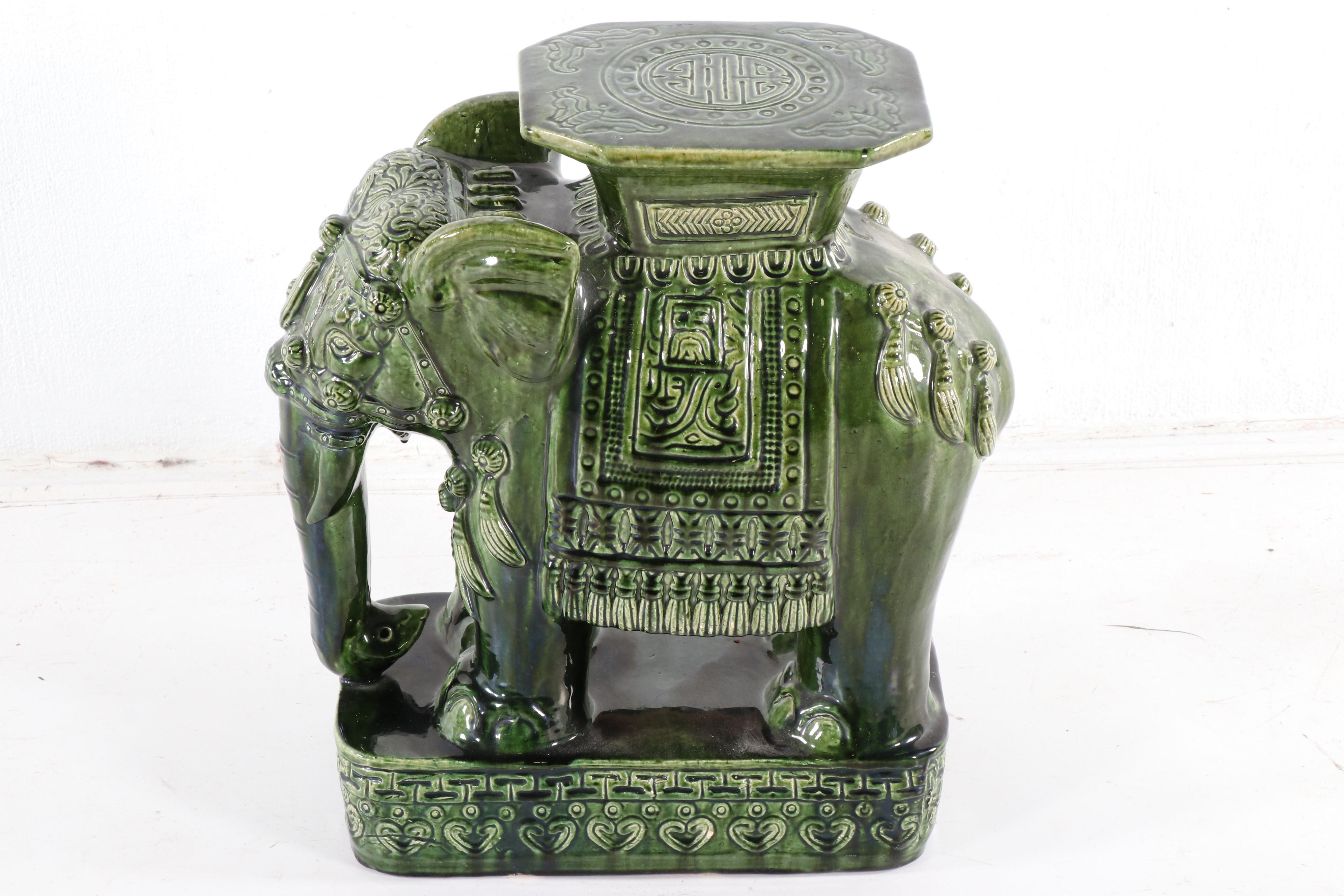 Chinese Ceramic Elephant Garden Stool/Plant Stand