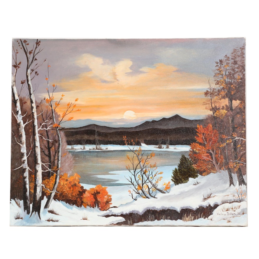 Velma Dillon Winter Landscape Oil Painting