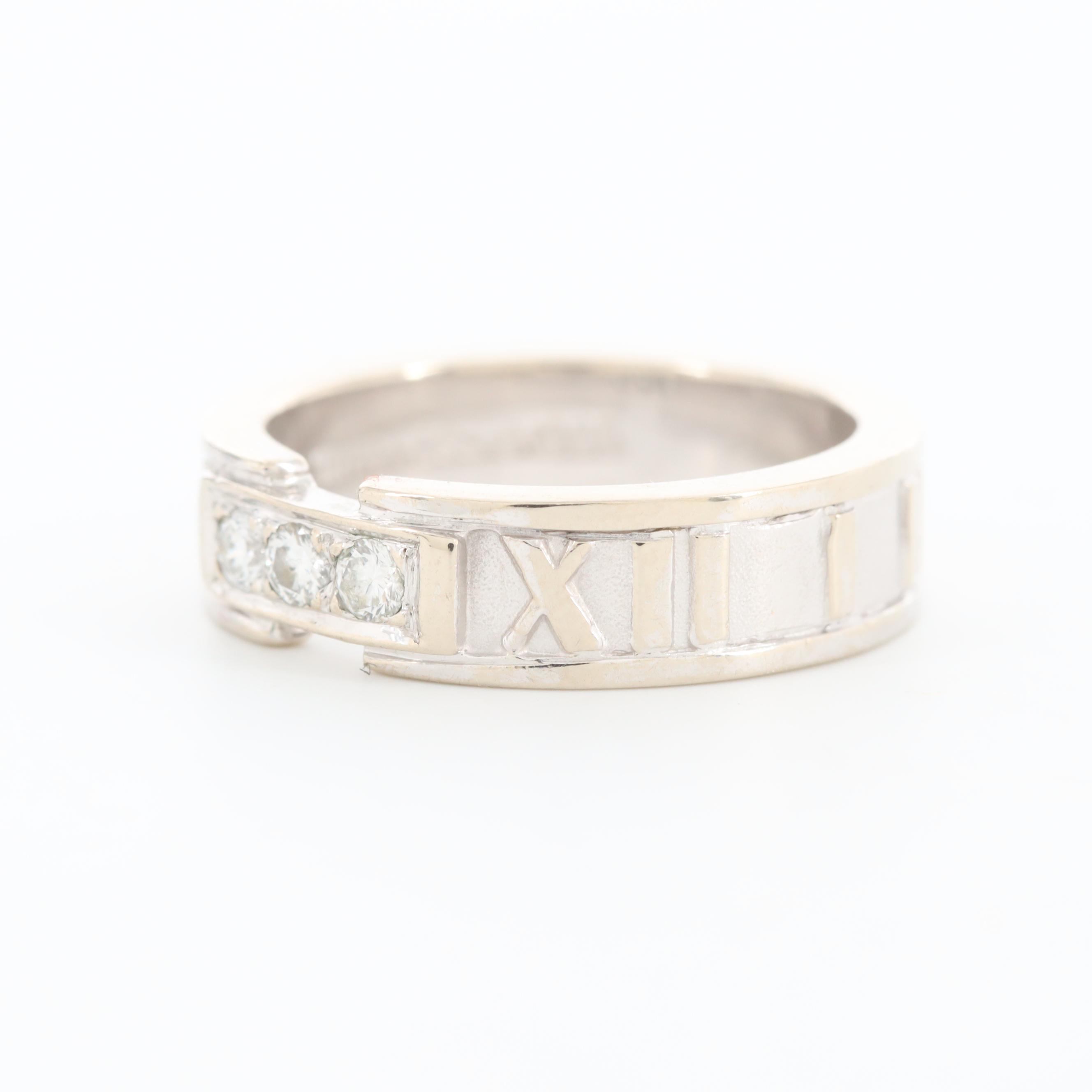 Tiffany & Co. "Atlas" 18K White Gold Diamond Ring