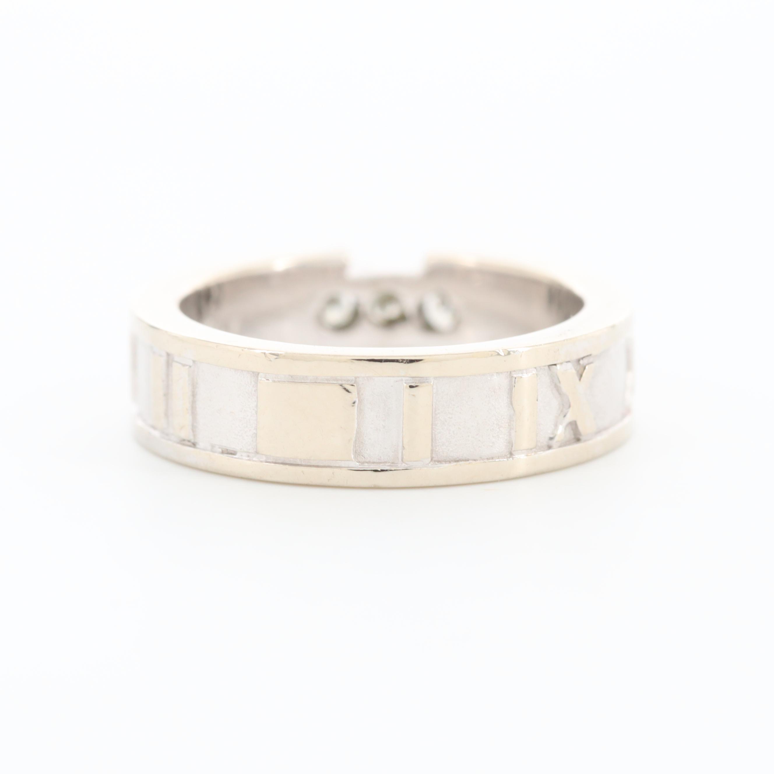 Tiffany & Co. "Atlas" 18K White Gold Diamond Ring