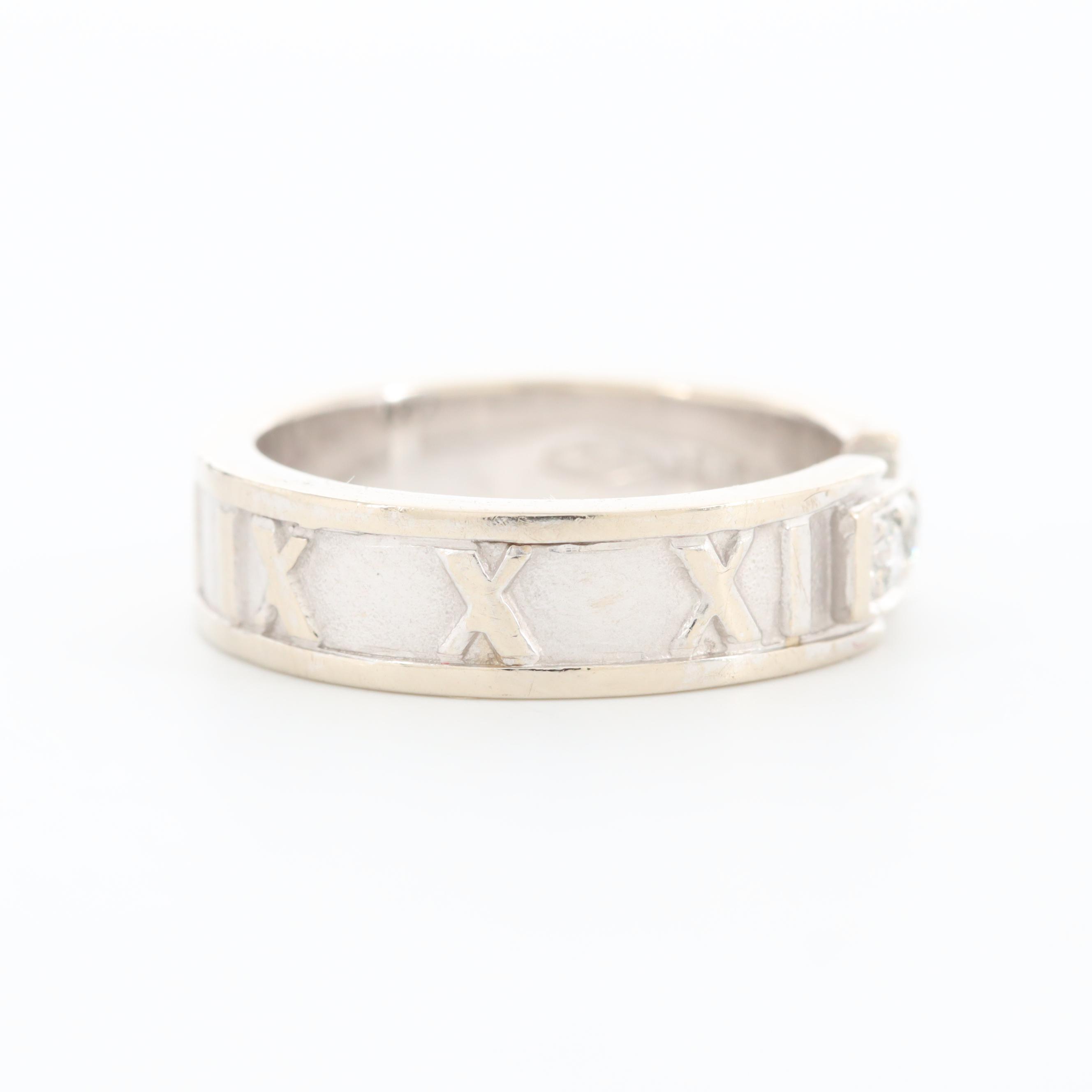 Tiffany & Co. "Atlas" 18K White Gold Diamond Ring