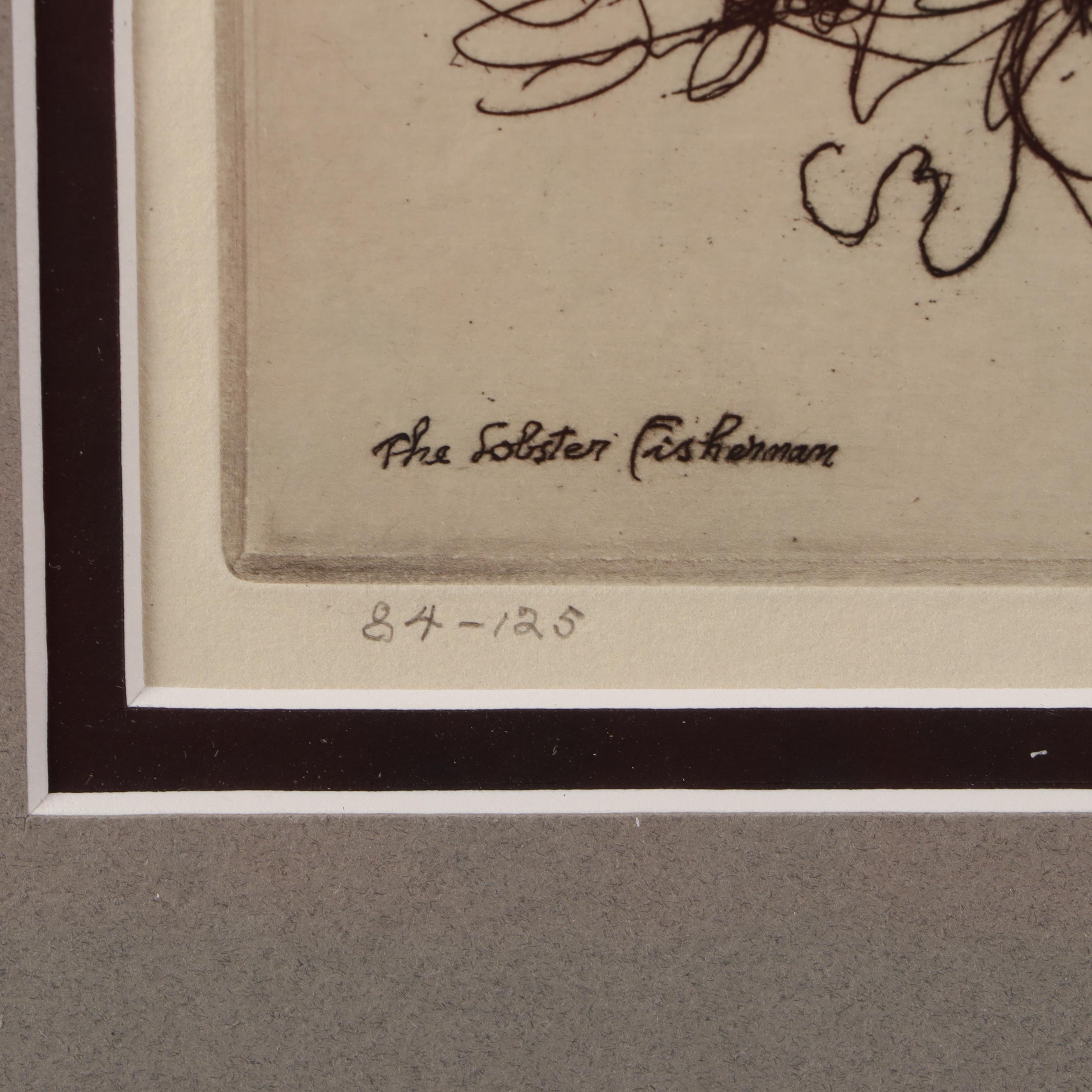 John Marin Etching "Lobster Fisherman"