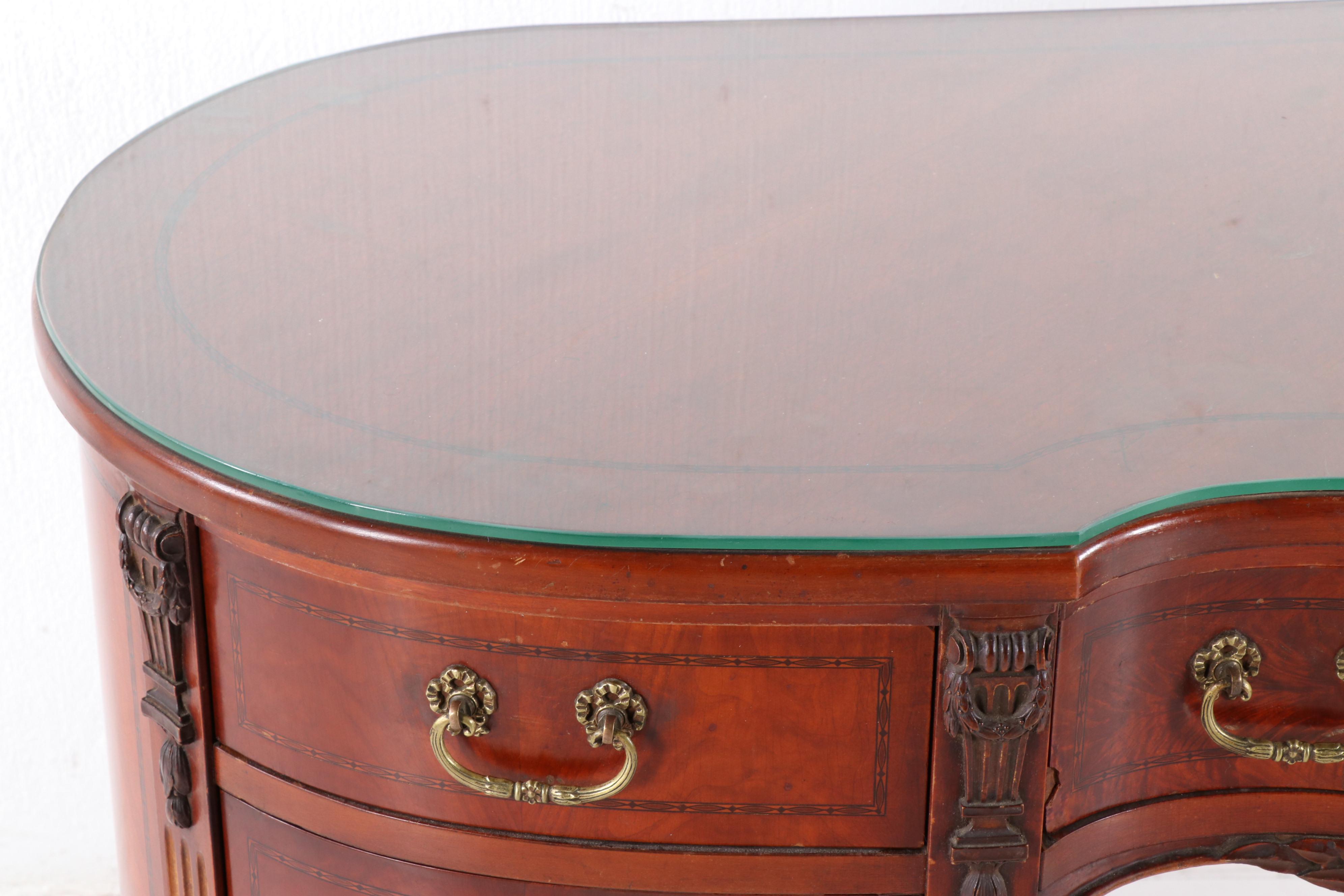Louis XVI Style Mahogany Dressing Table and Chair, Mid-20th Century