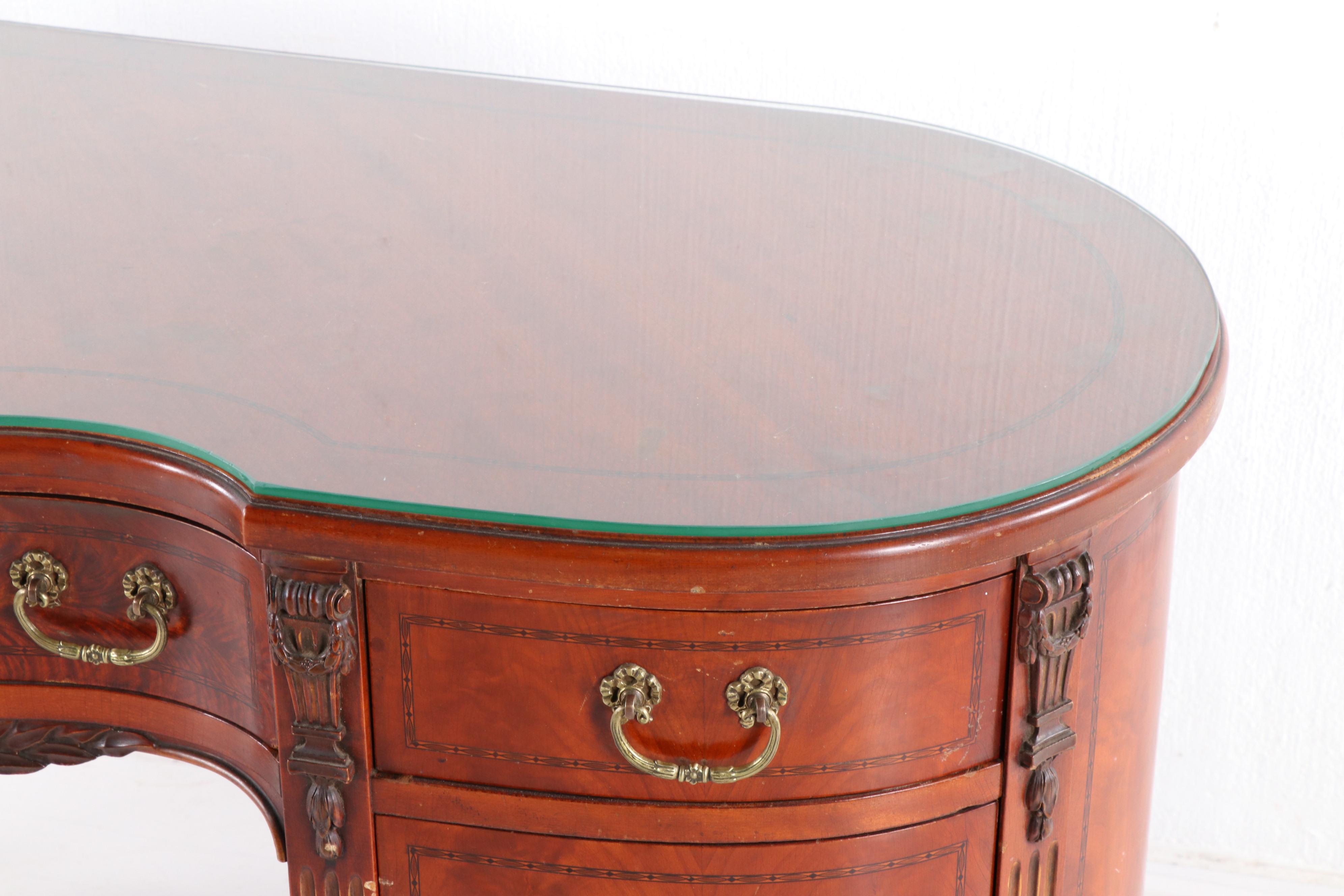 Louis XVI Style Mahogany Dressing Table and Chair, Mid-20th Century