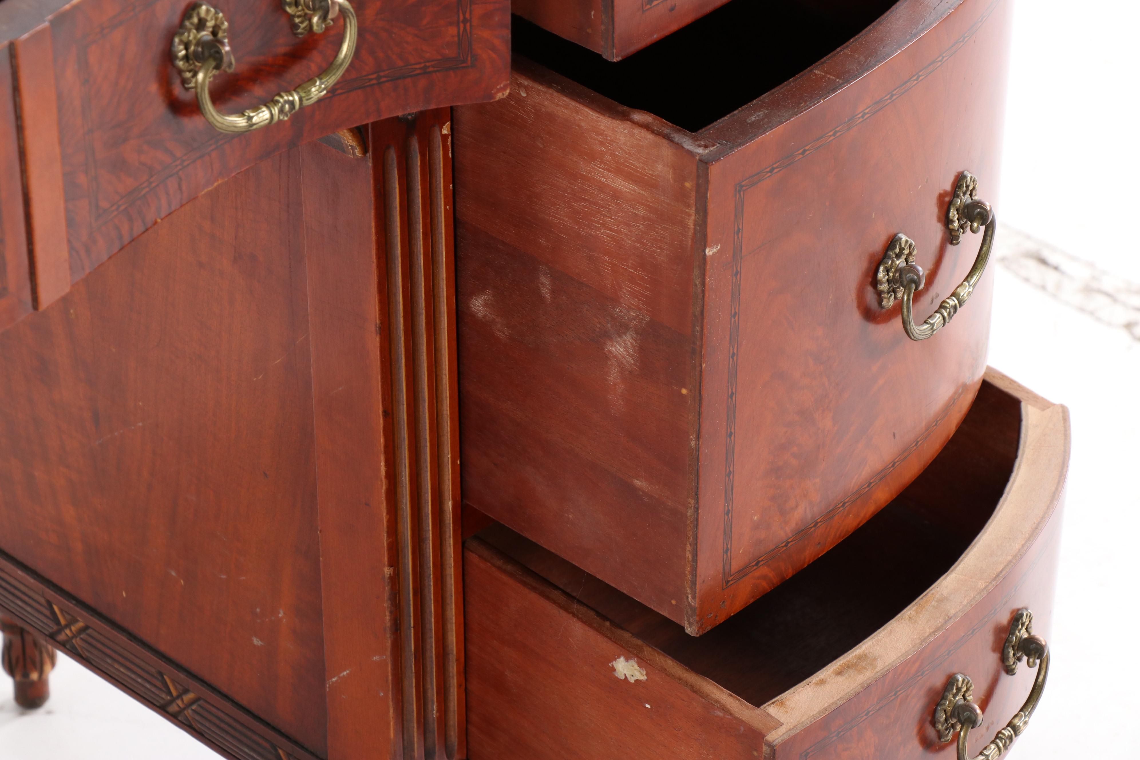 Louis XVI Style Mahogany Dressing Table and Chair, Mid-20th Century