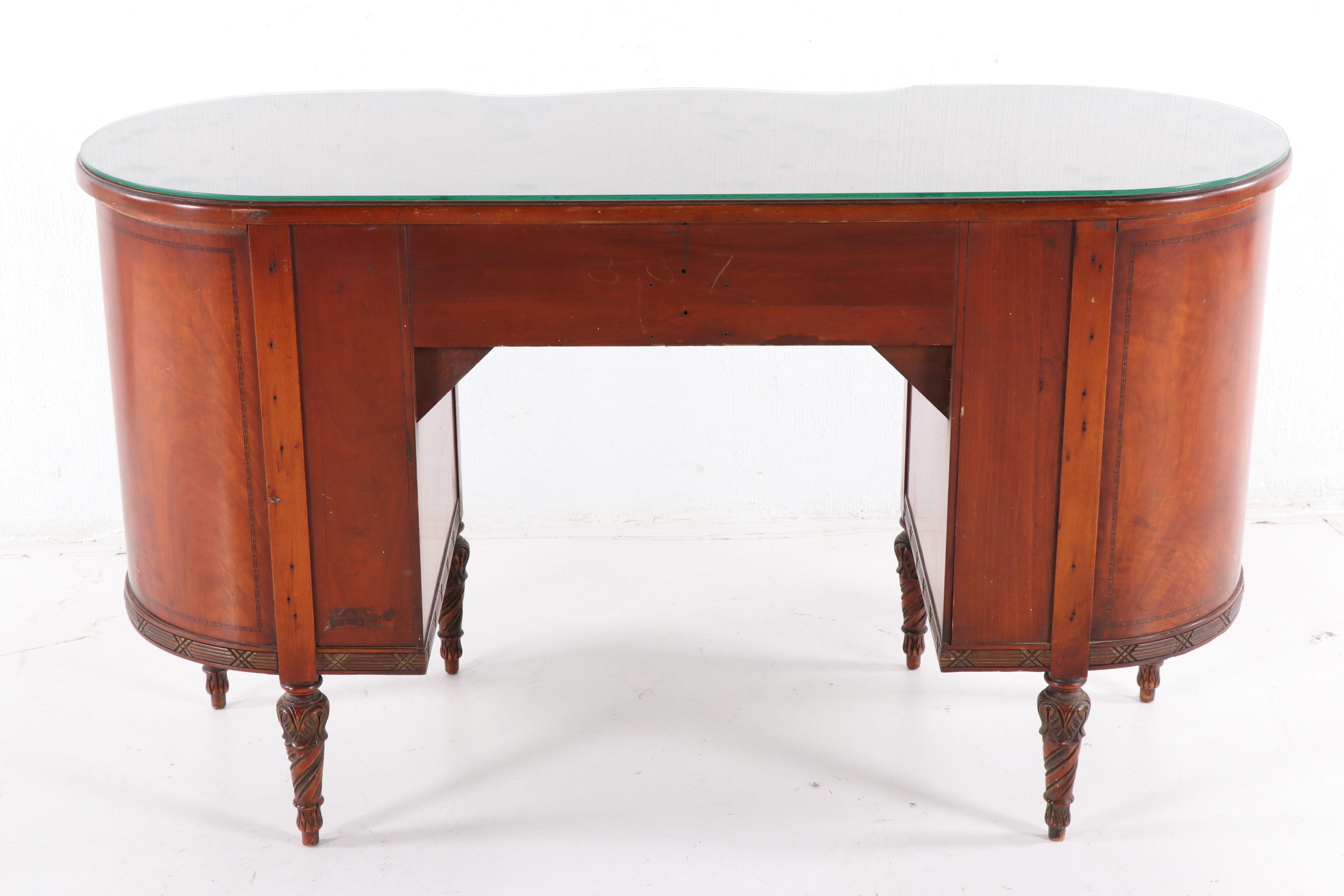 Louis XVI Style Mahogany Dressing Table and Chair, Mid-20th Century