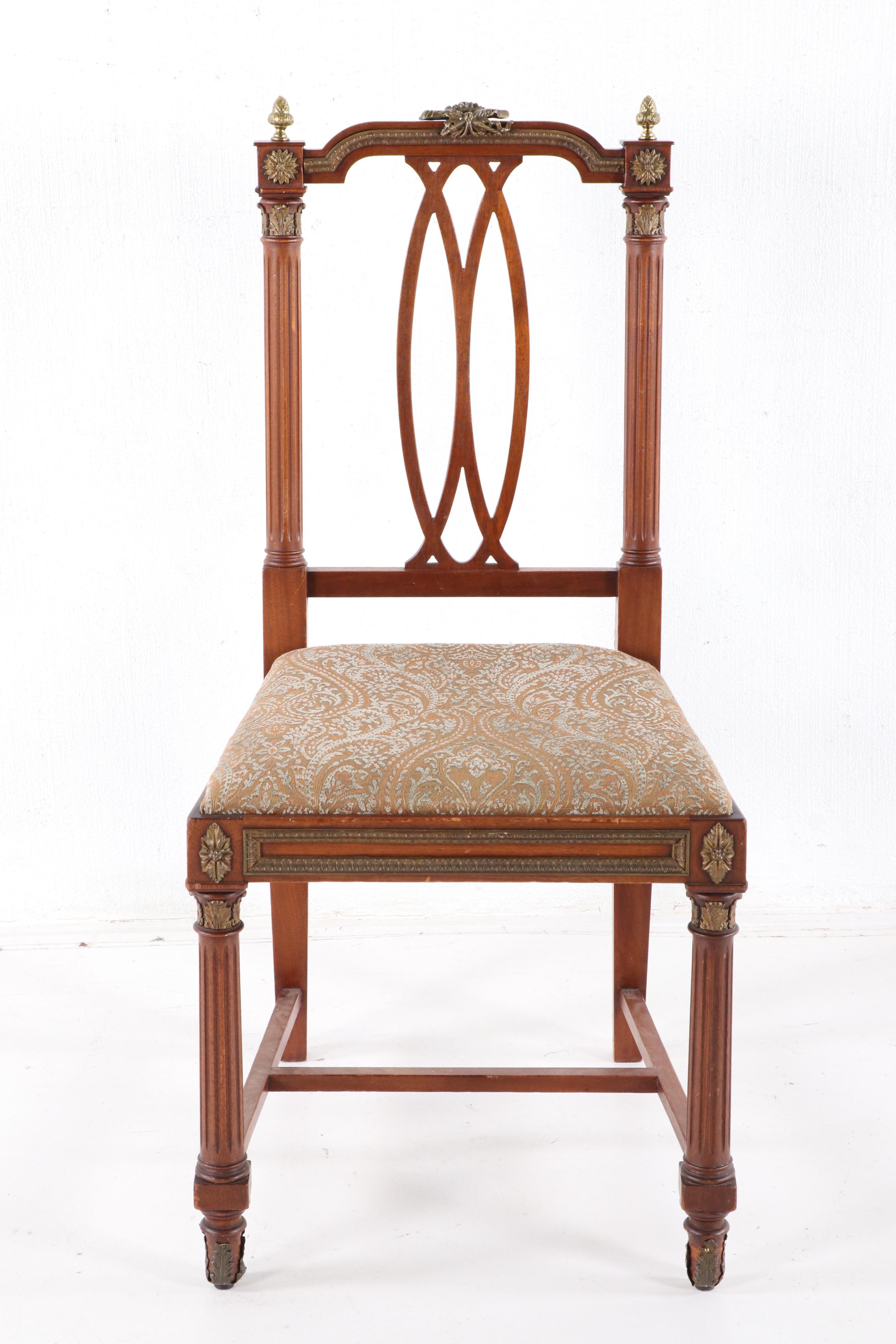 Louis XVI Style Mahogany Dressing Table and Chair, Mid-20th Century