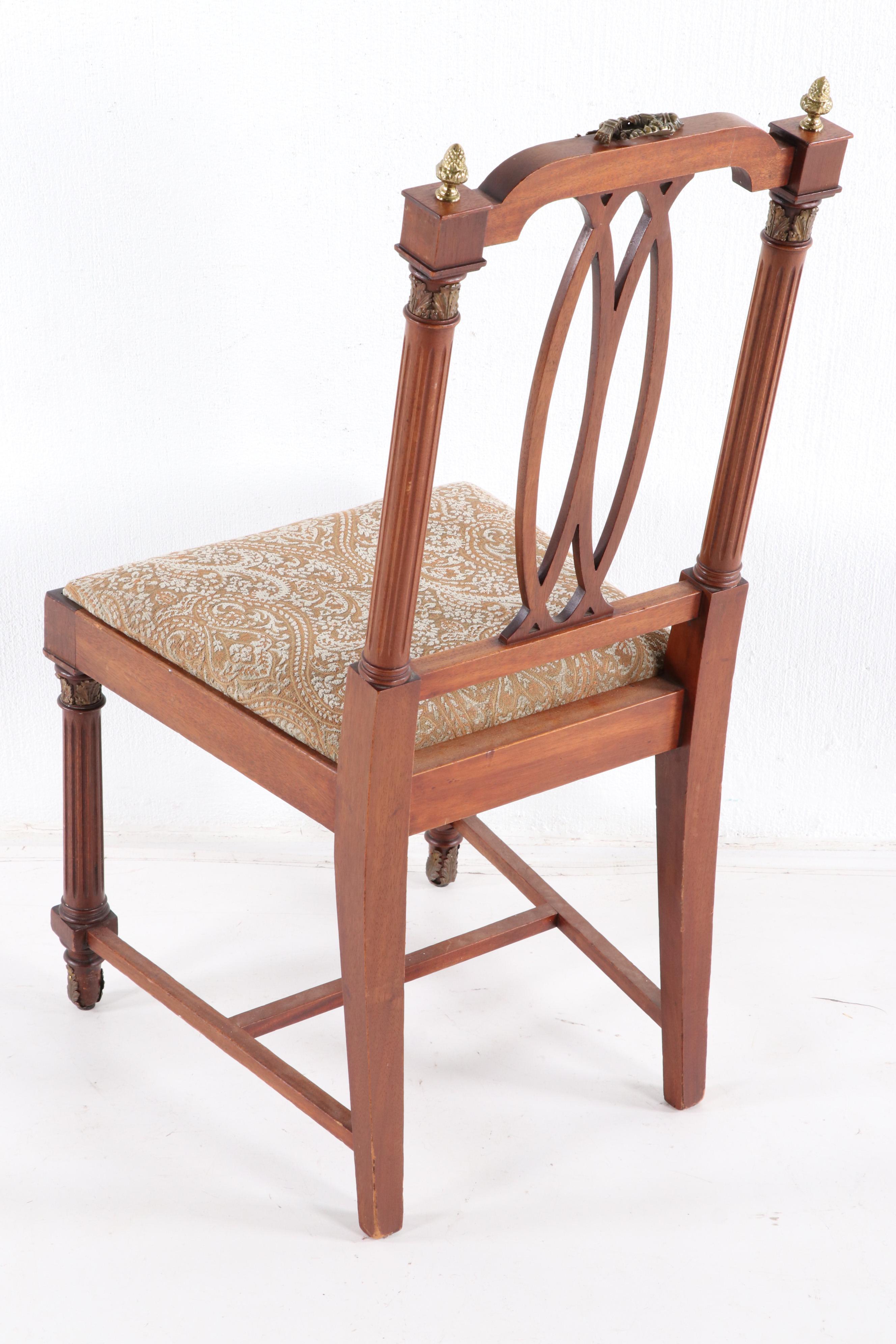 Louis XVI Style Mahogany Dressing Table and Chair, Mid-20th Century