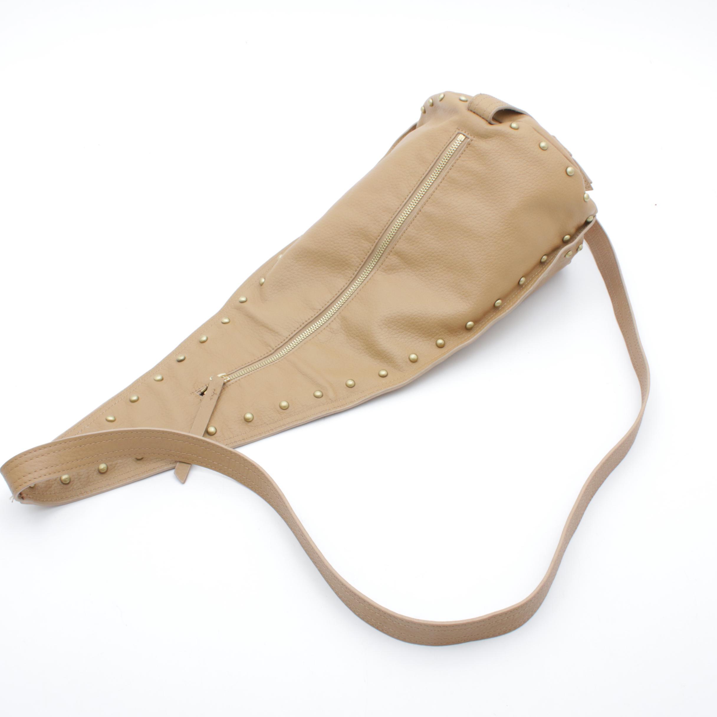 Patti Hansen Hung on U Studded Leather Shoulder Bag with Zippered Pouch