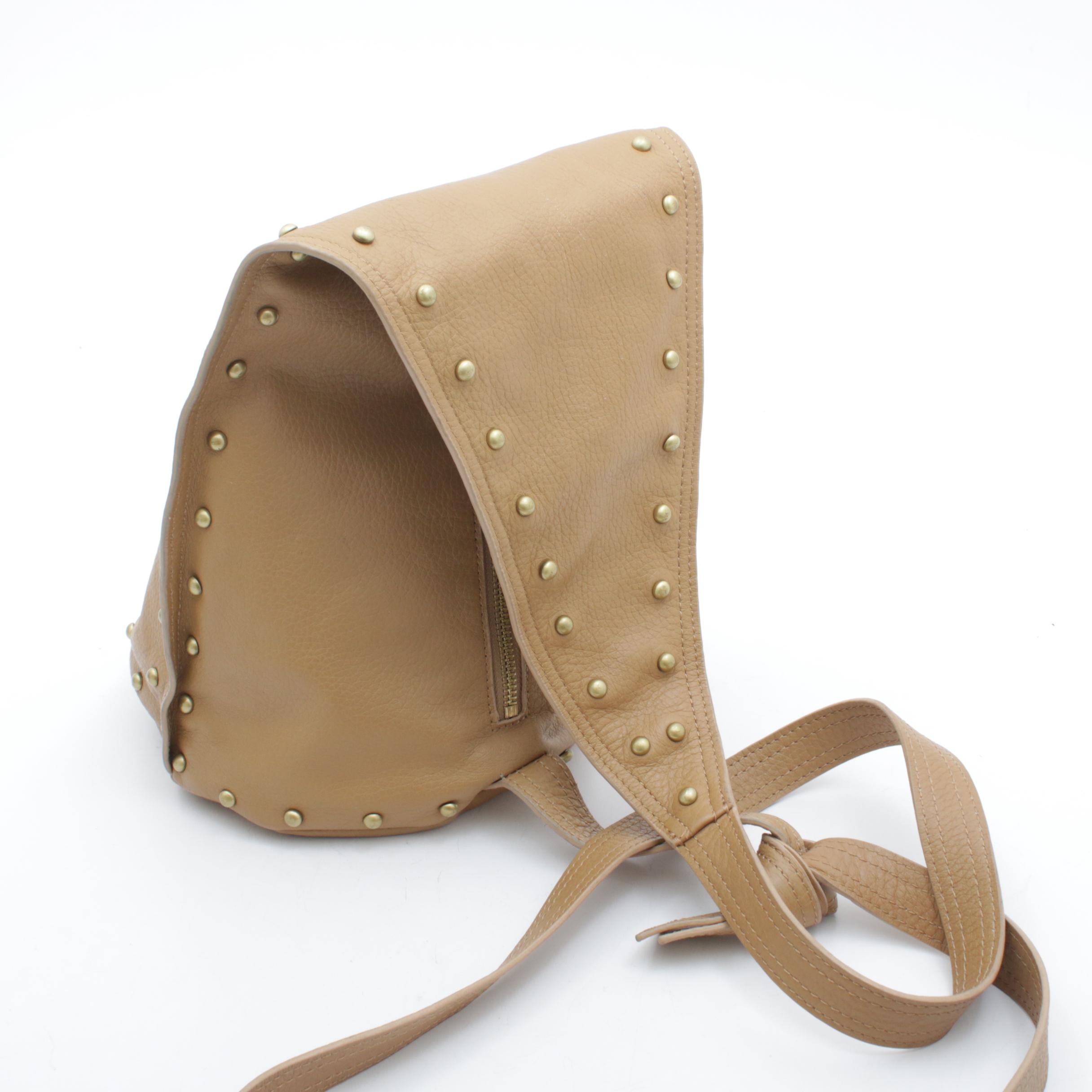 Patti Hansen Hung on U Studded Leather Shoulder Bag with Zippered Pouch