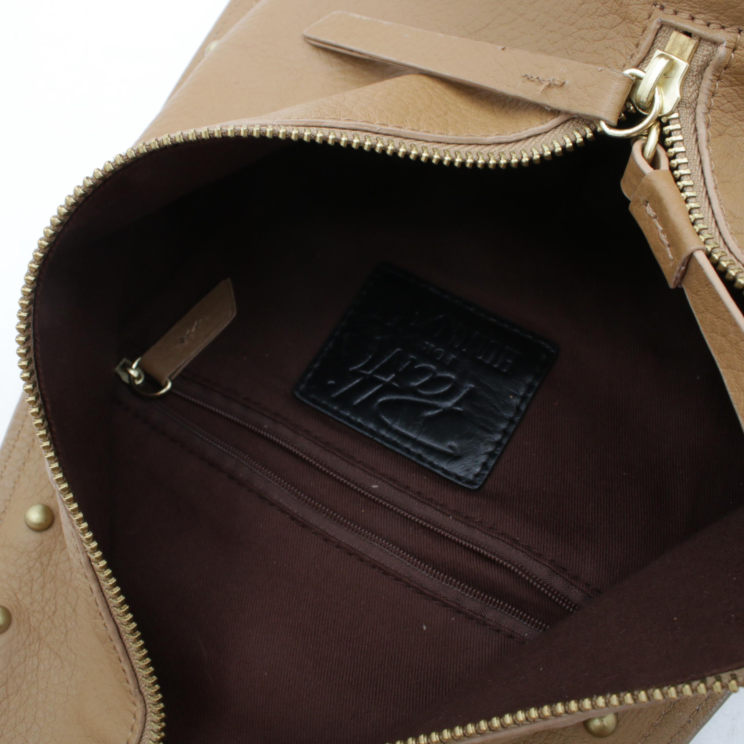 Patti Hansen Hung on U Studded Leather Shoulder Bag with Zippered Pouch