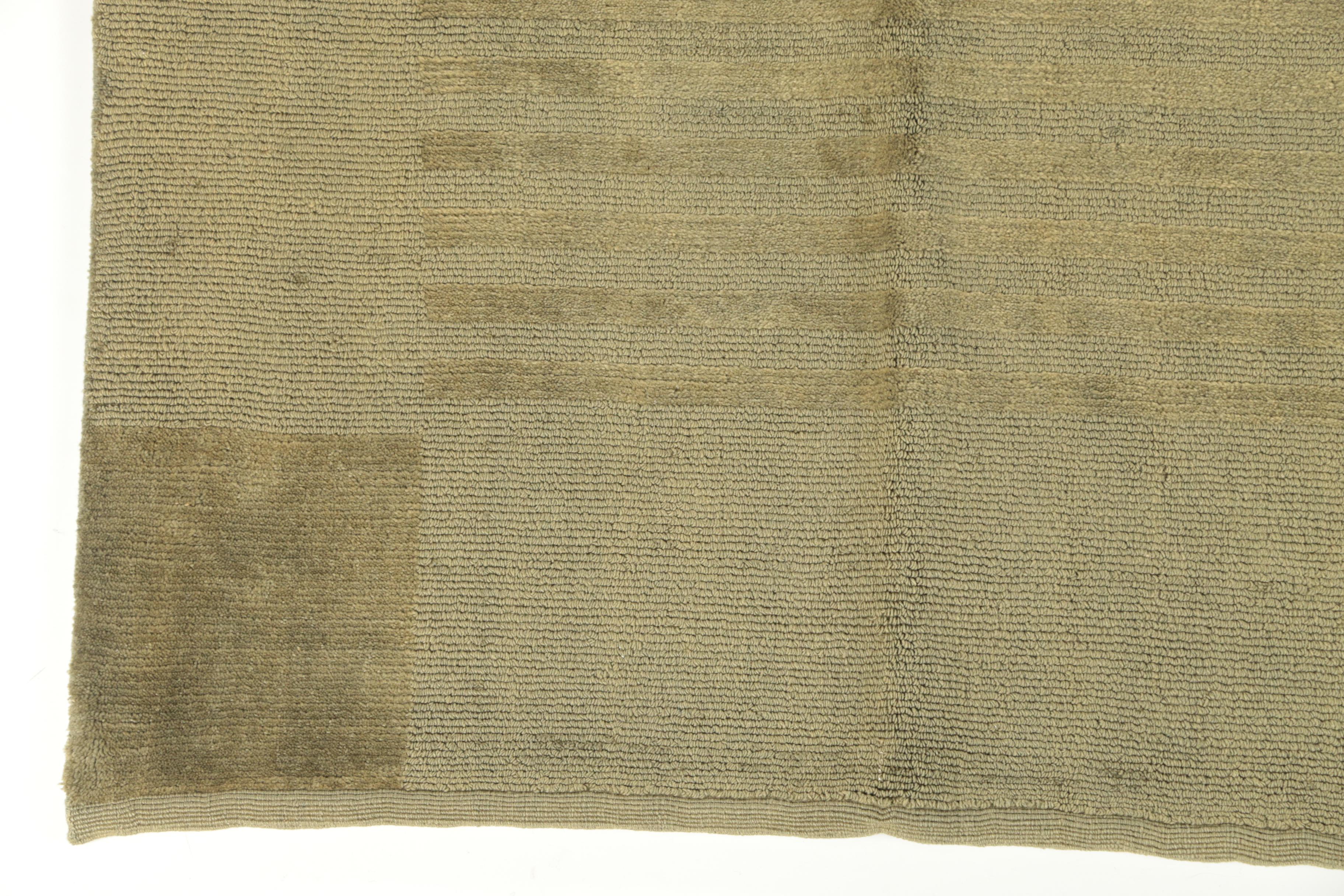 Hand-Loomed Indian Modern Loop and Cut Pile Wool Area Rug