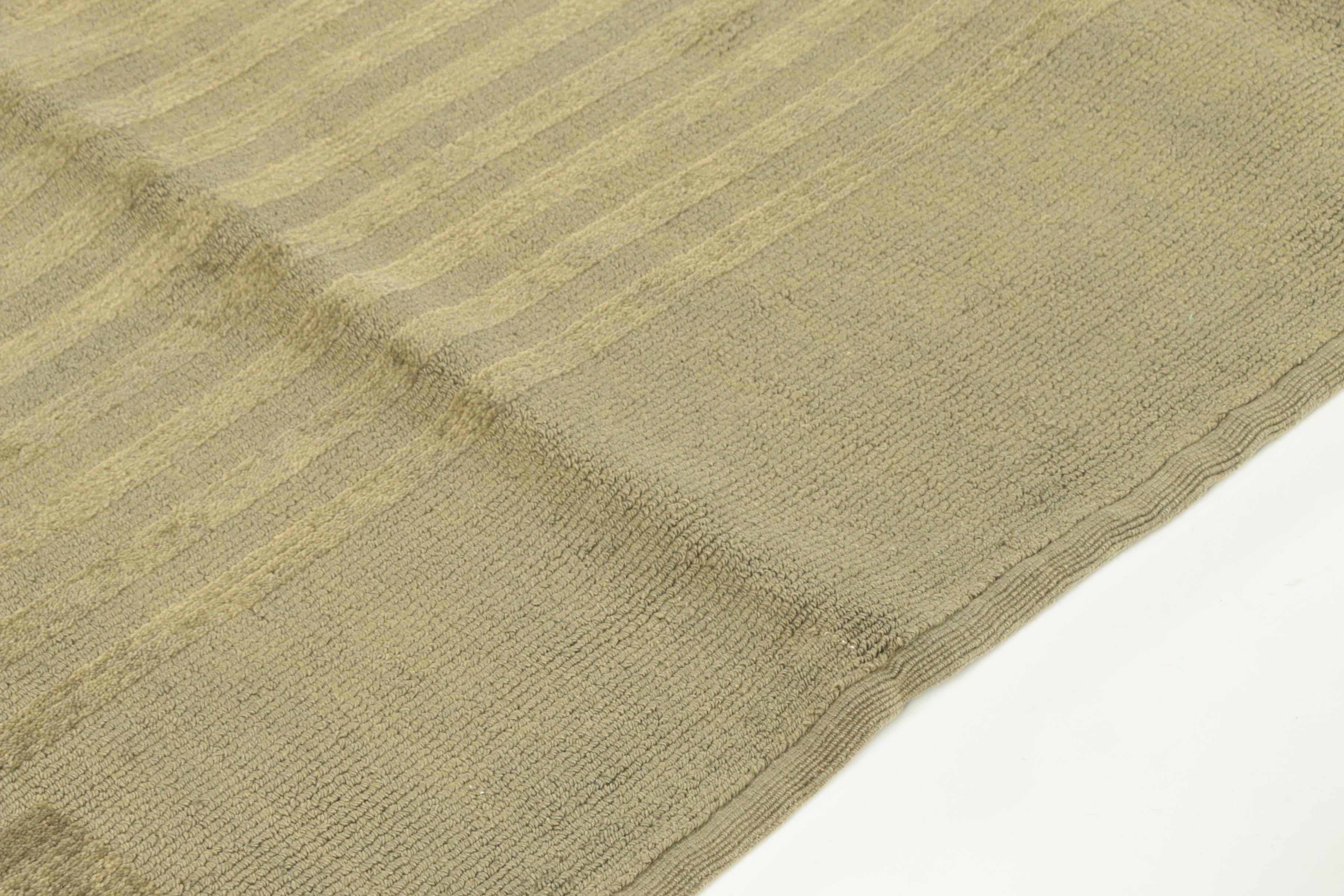 Hand-Loomed Indian Modern Loop and Cut Pile Wool Area Rug