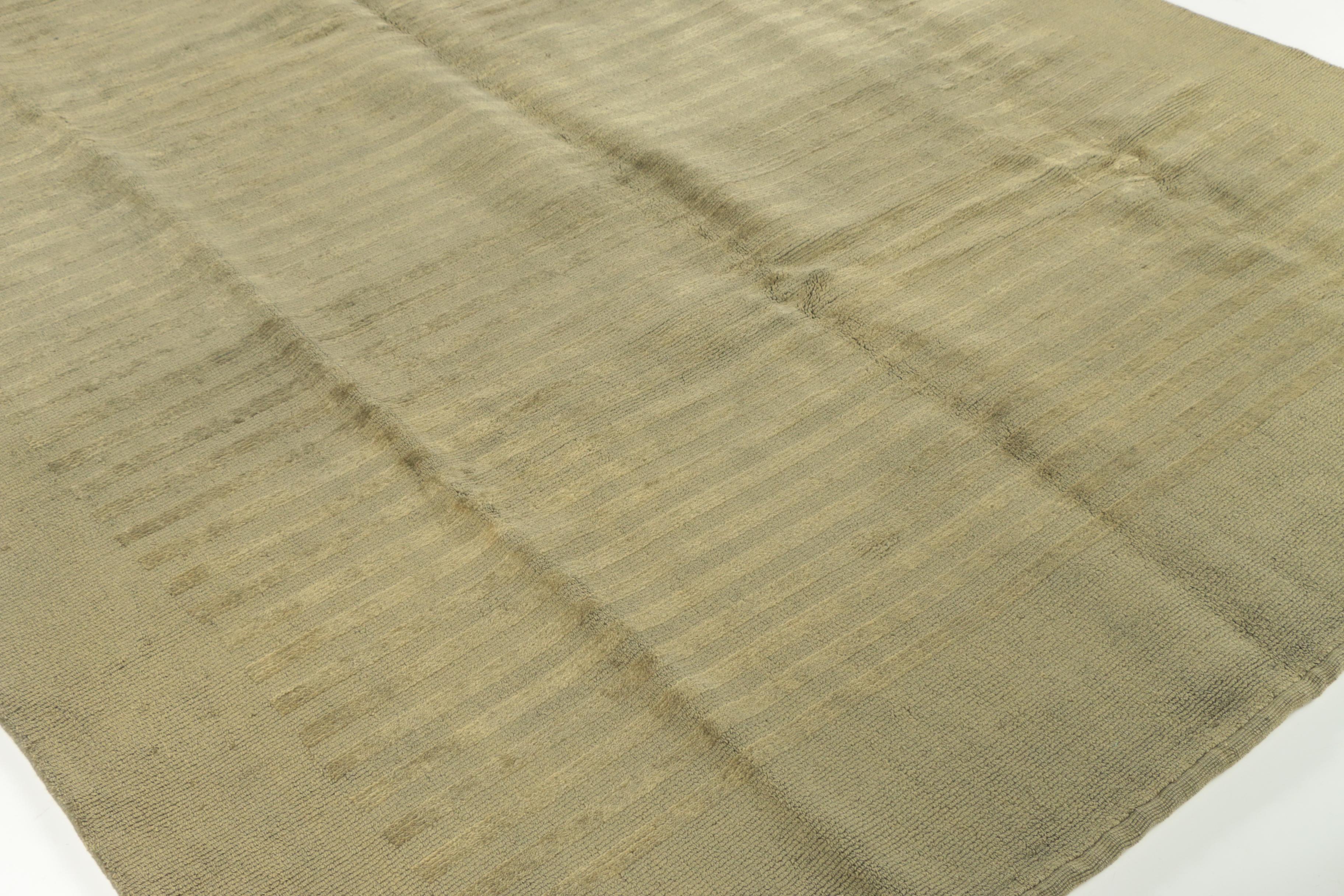 Hand-Loomed Indian Modern Loop and Cut Pile Wool Area Rug