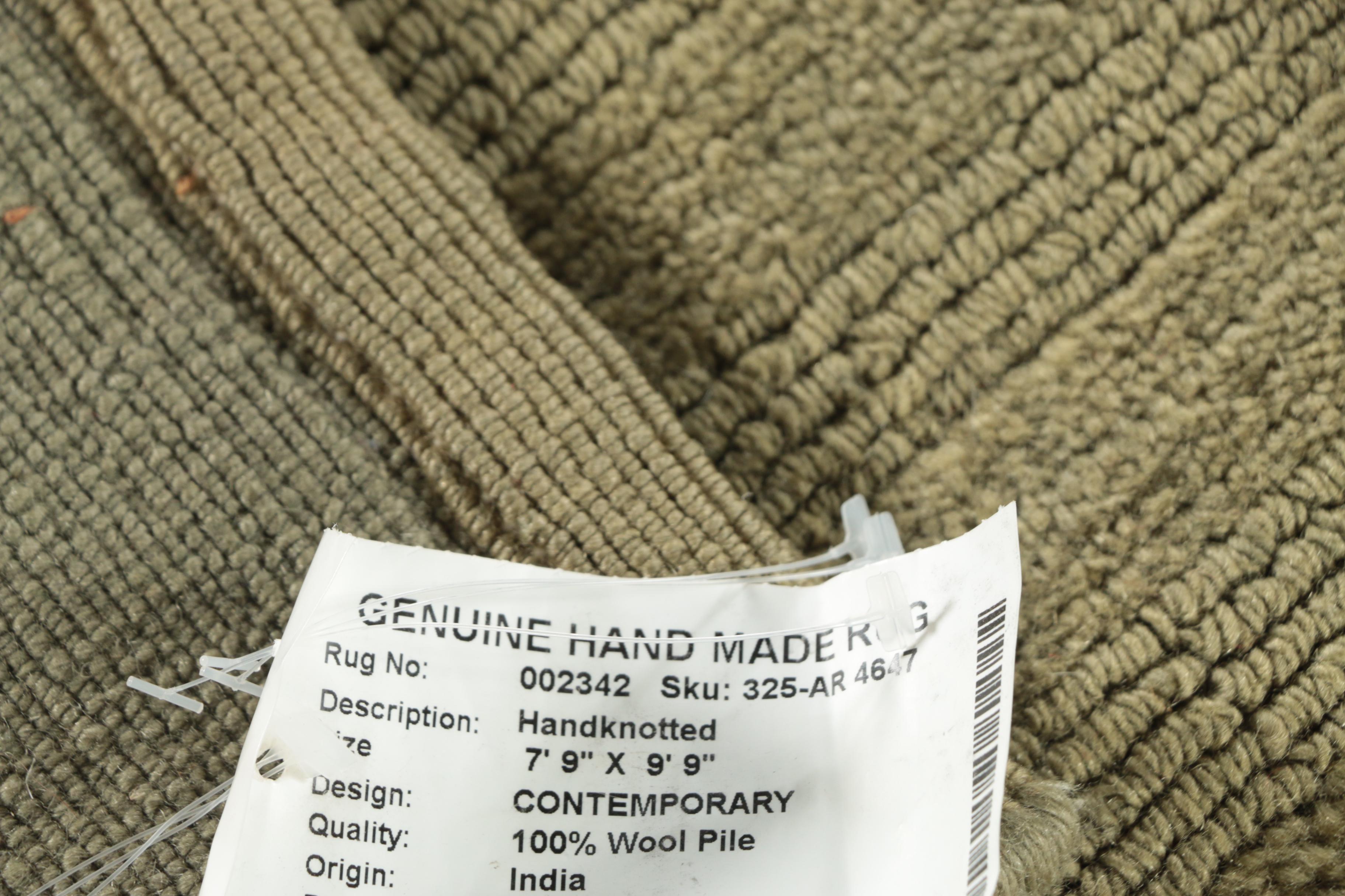 Hand-Loomed Indian Modern Loop and Cut Pile Wool Area Rug