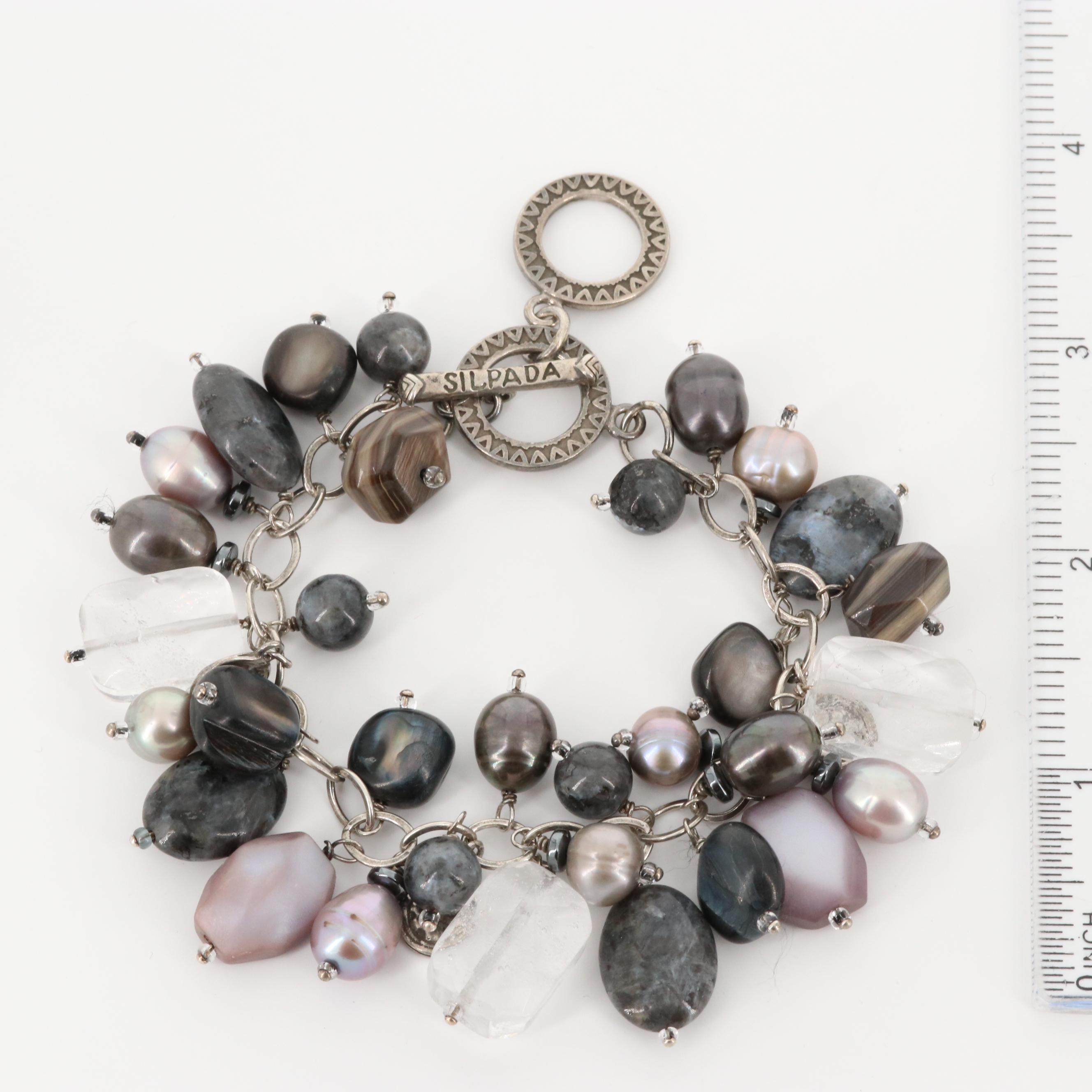 Silpada Sterling Silver Multi-Gemstone "Cha Cha" Adjustable Length Bracelet