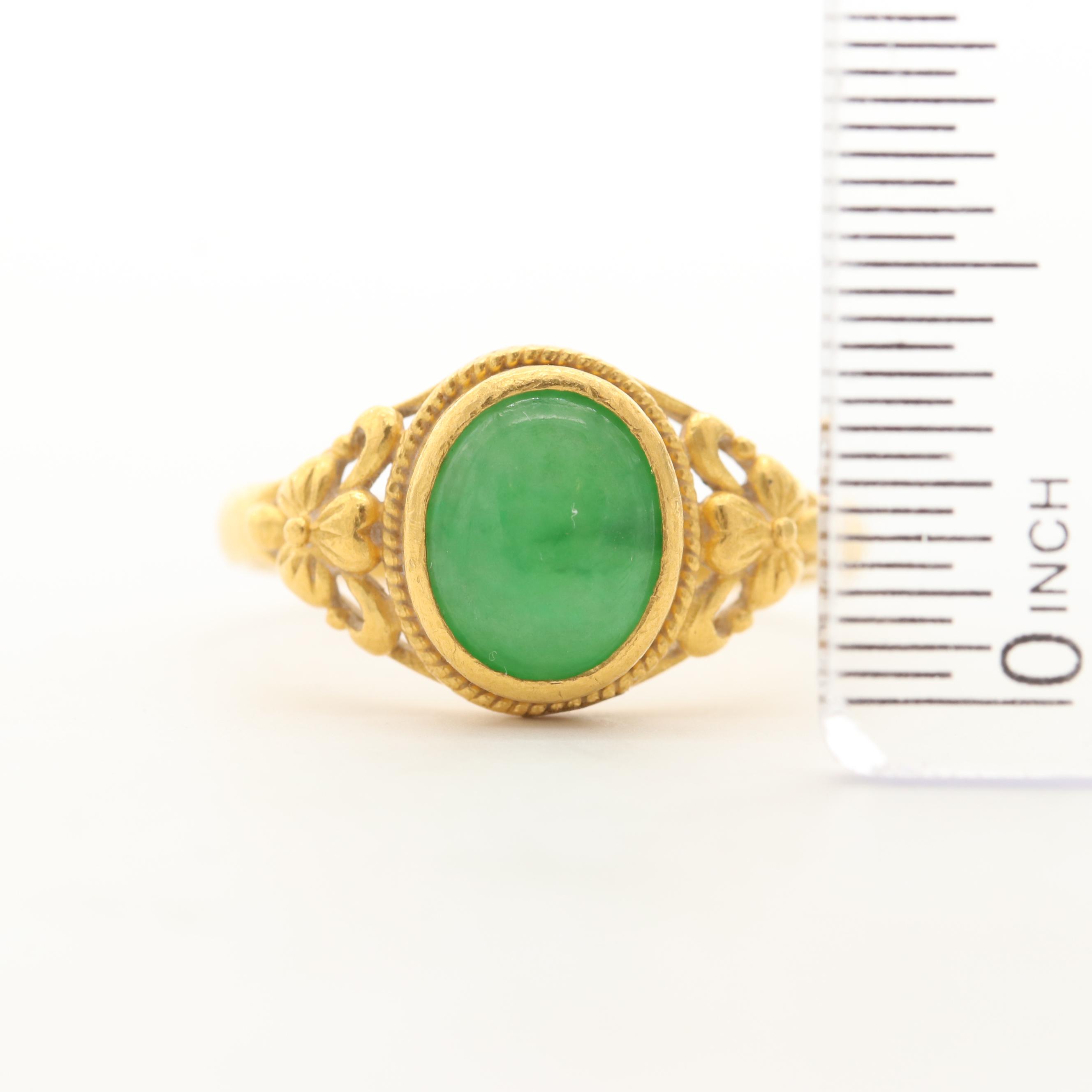 23K Yellow Gold Jadeite Ring