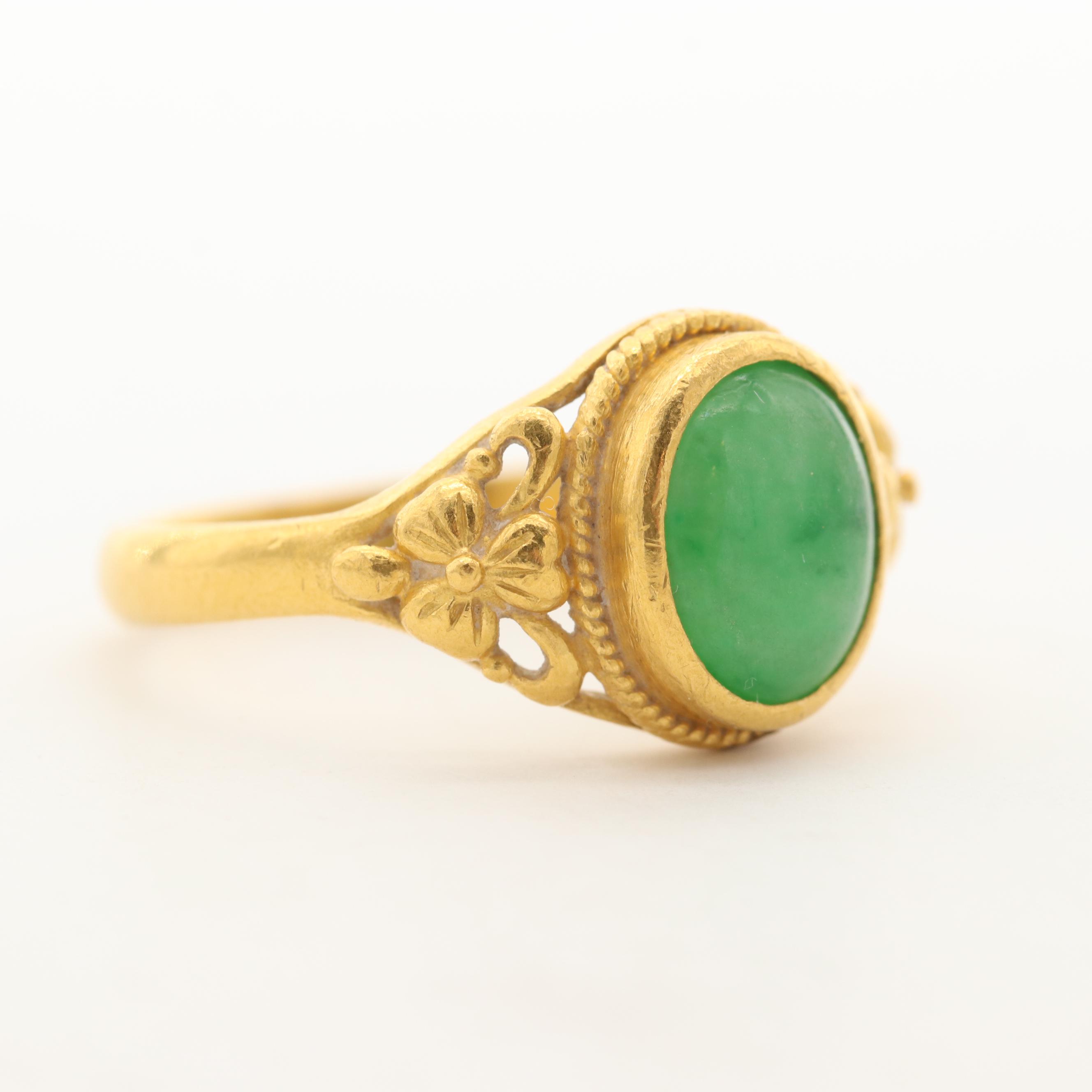 23K Yellow Gold Jadeite Ring