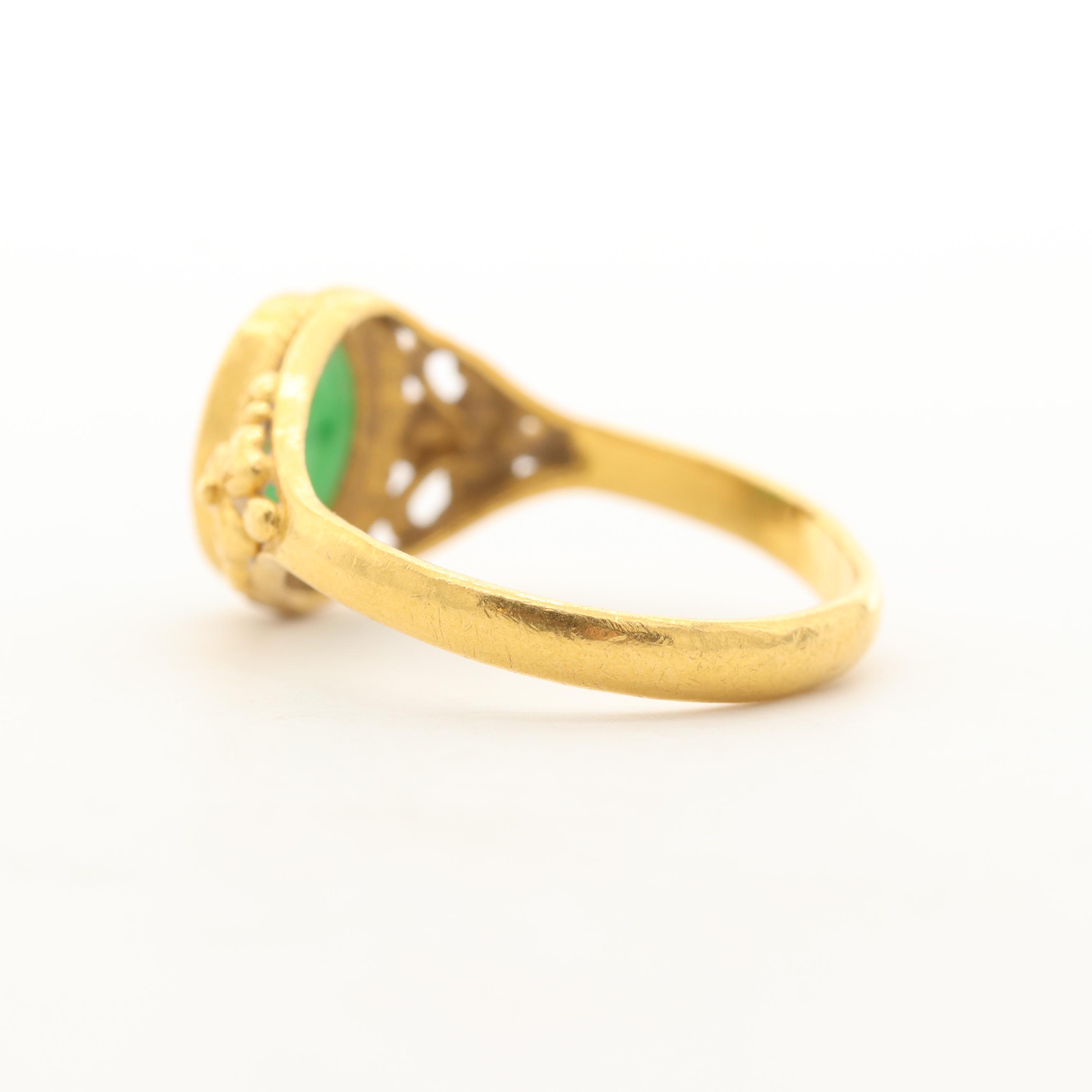 23K Yellow Gold Jadeite Ring