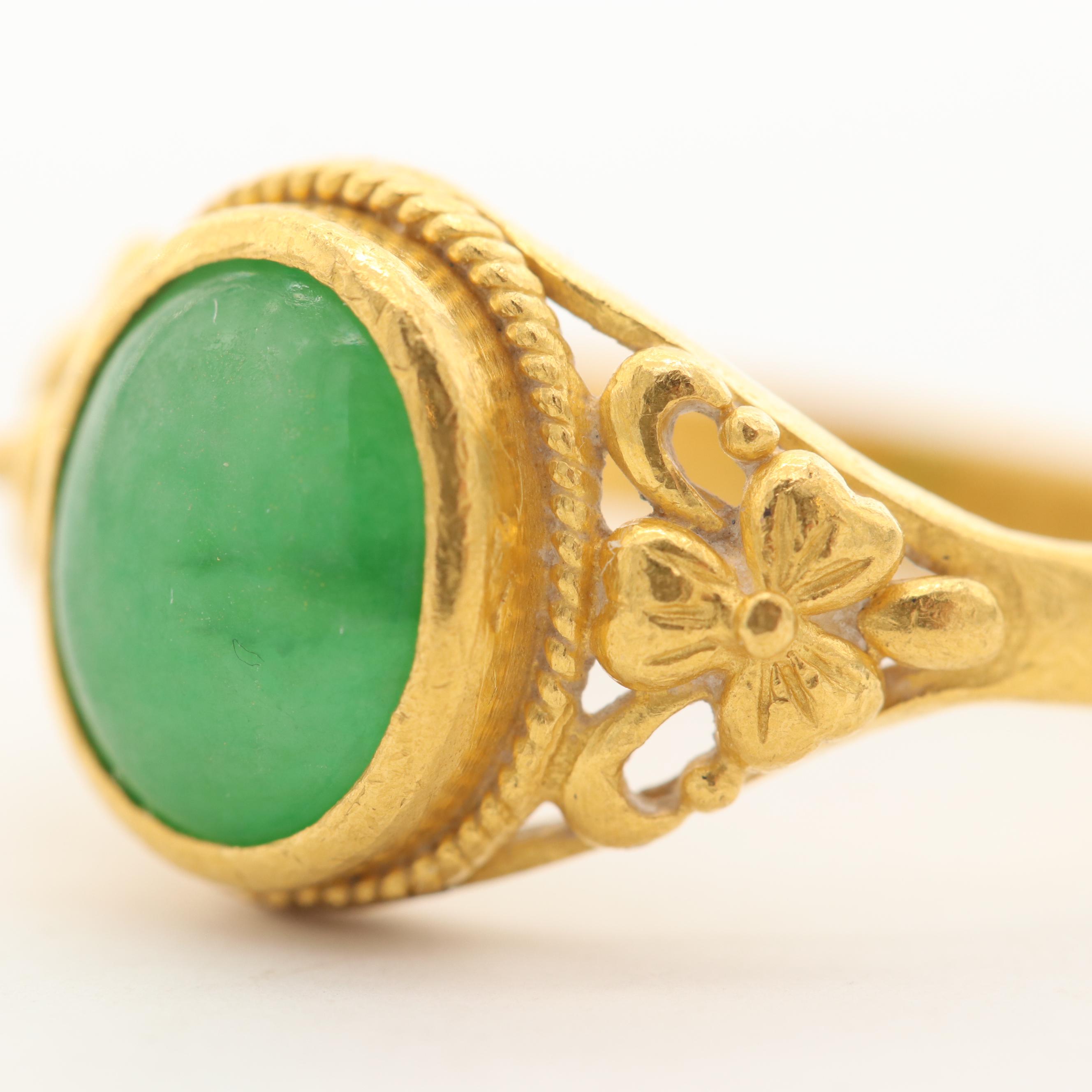 23K Yellow Gold Jadeite Ring