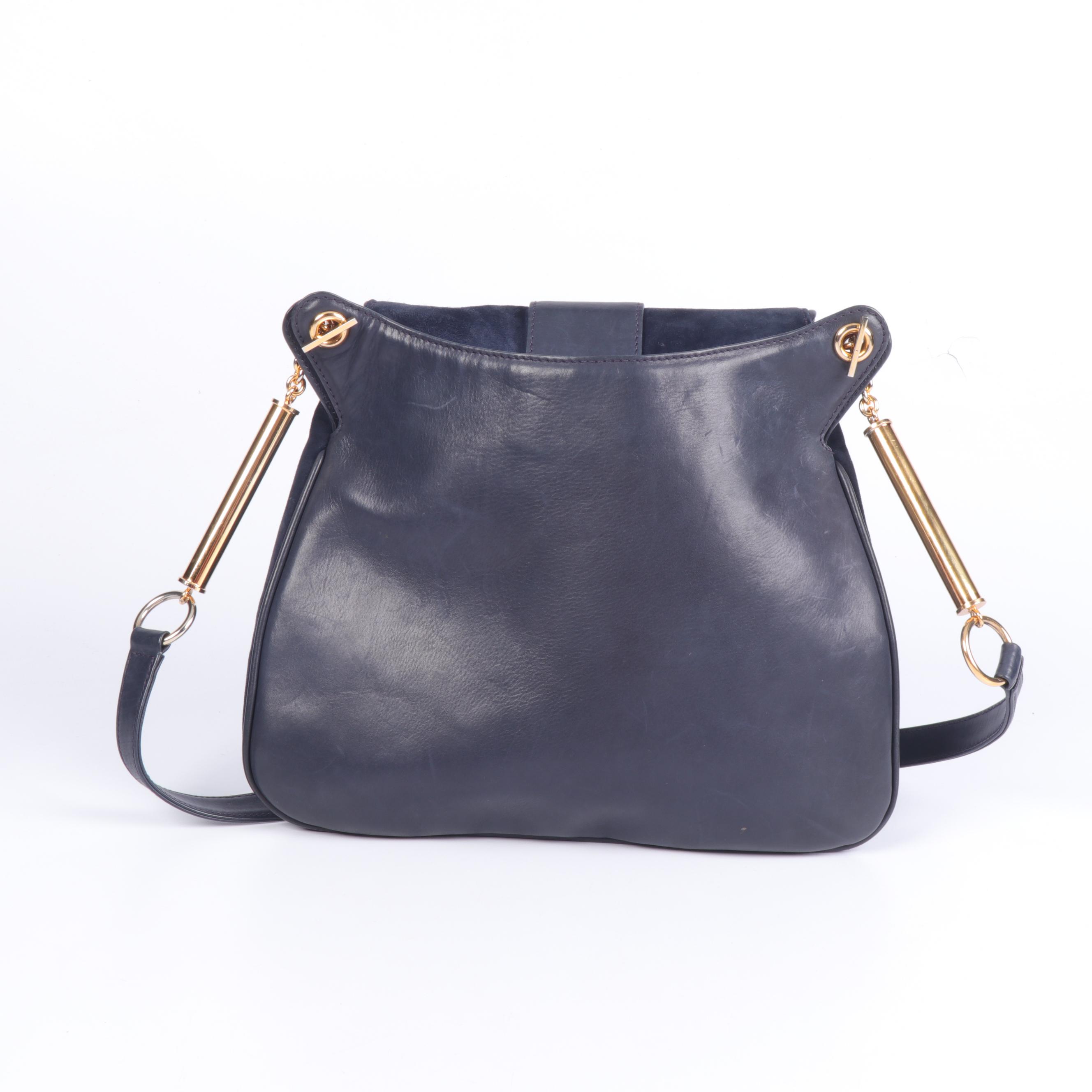 Gucci Navy Suede and Leather Shoulder Bag and Coin Purse, Vintage