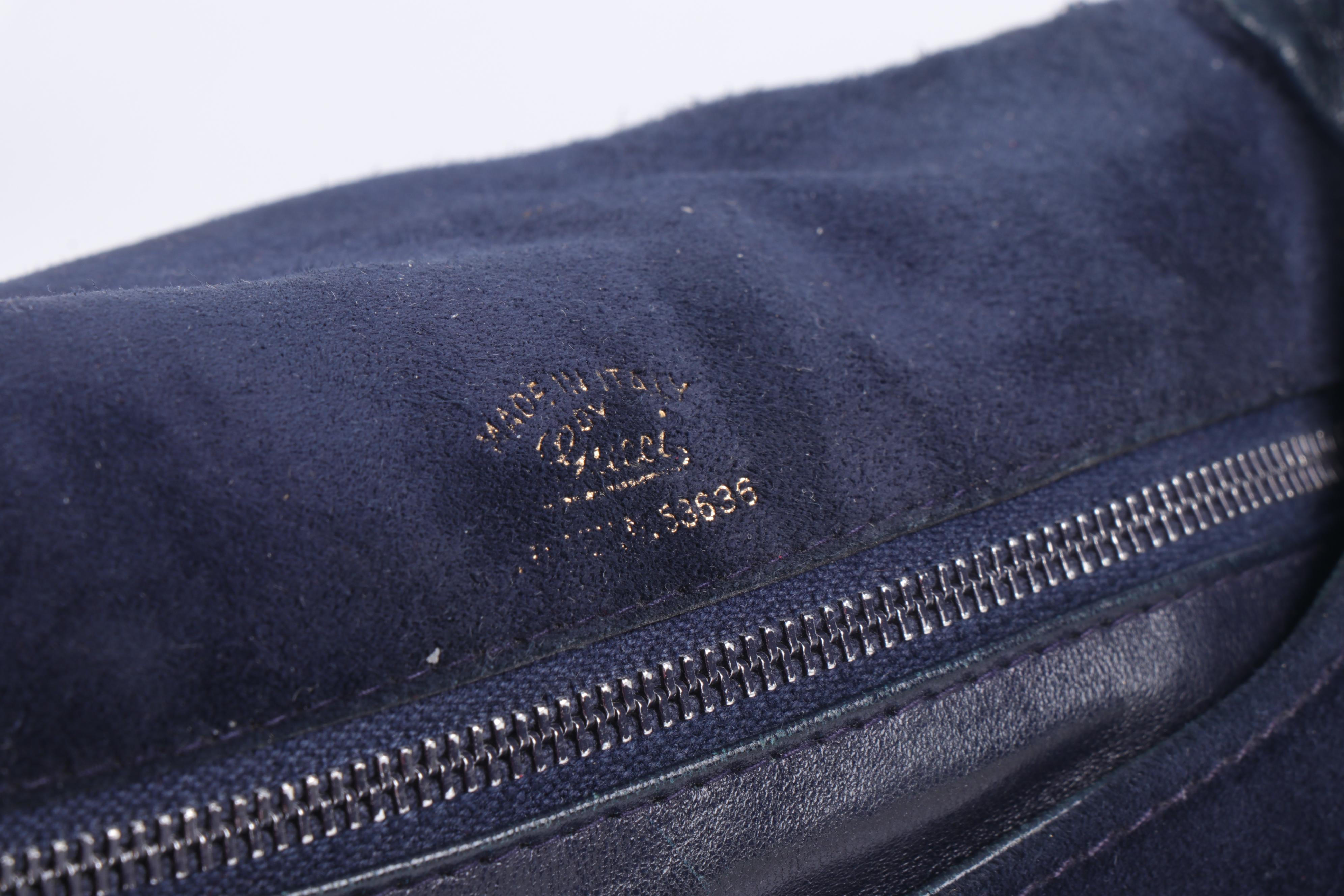 Gucci Navy Suede and Leather Shoulder Bag and Coin Purse, Vintage