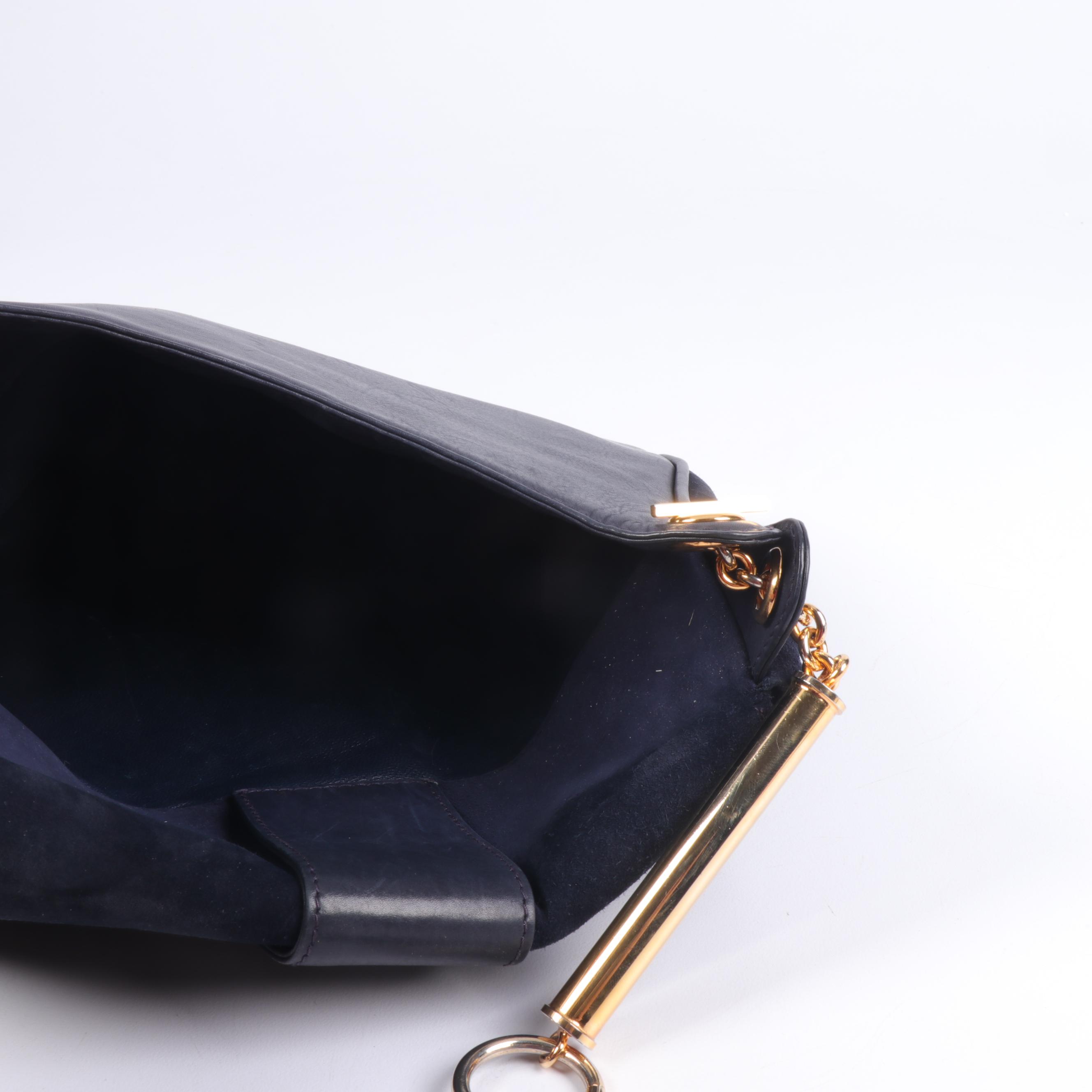 Gucci Navy Suede and Leather Shoulder Bag and Coin Purse, Vintage