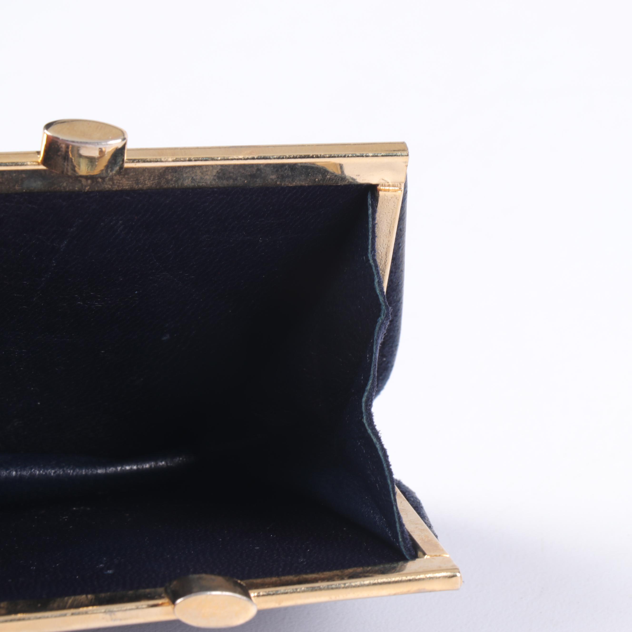 Gucci Navy Suede and Leather Shoulder Bag and Coin Purse, Vintage