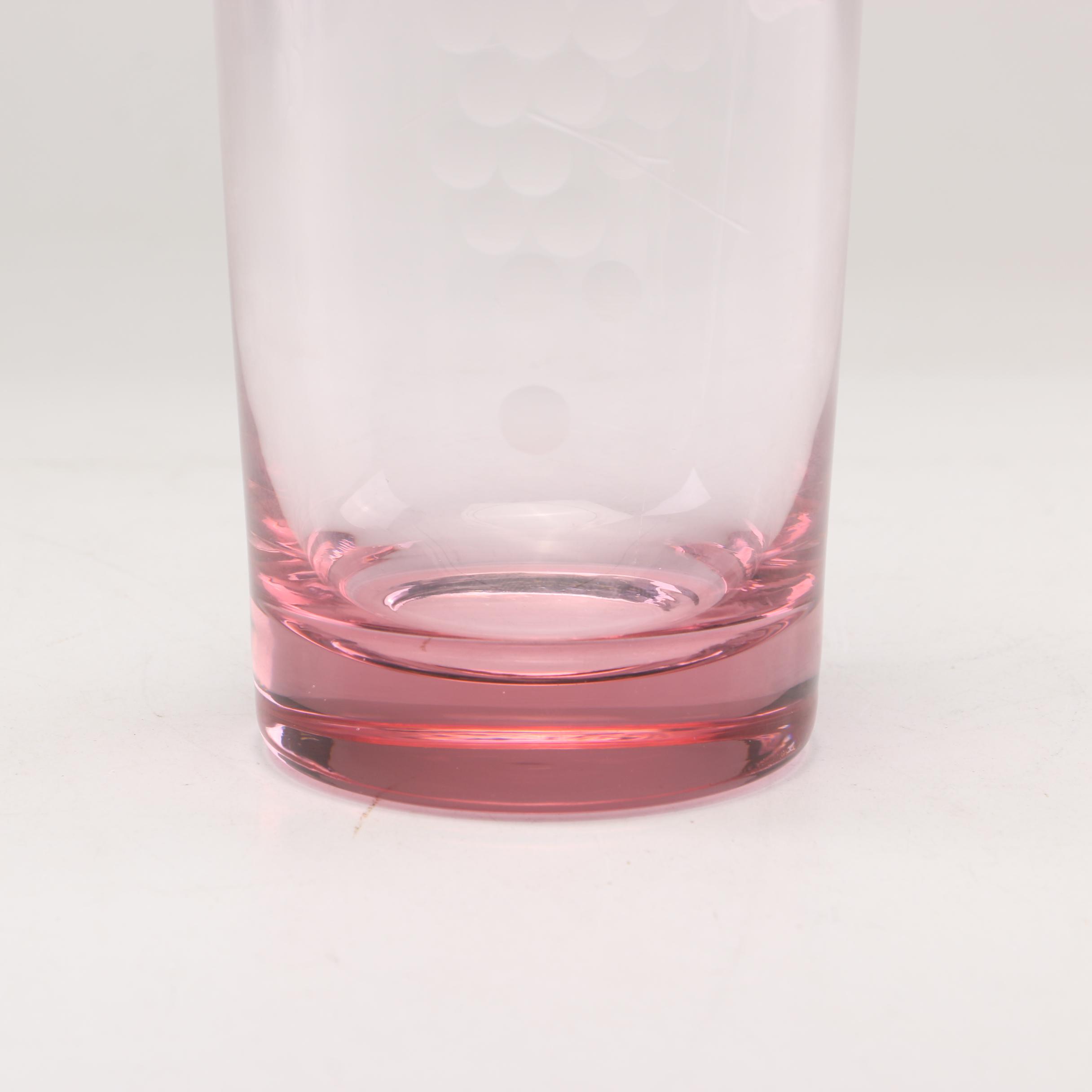 Vintage Etched Colored Glass Tumblers