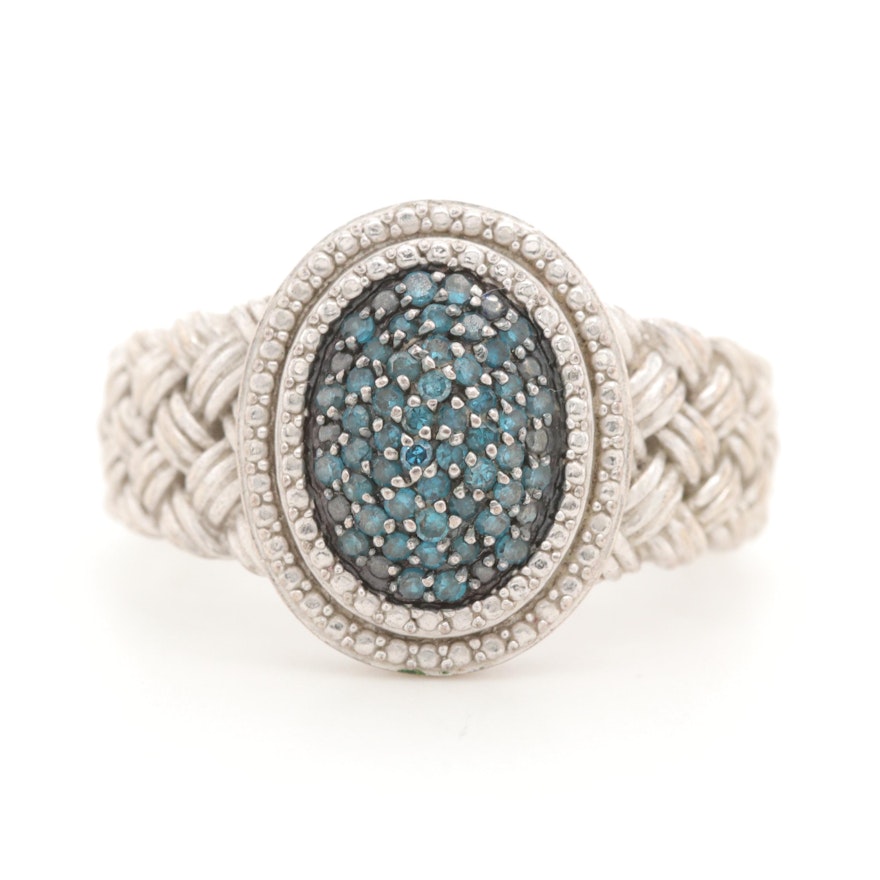 Sterling Silver Diamond Braided Ring