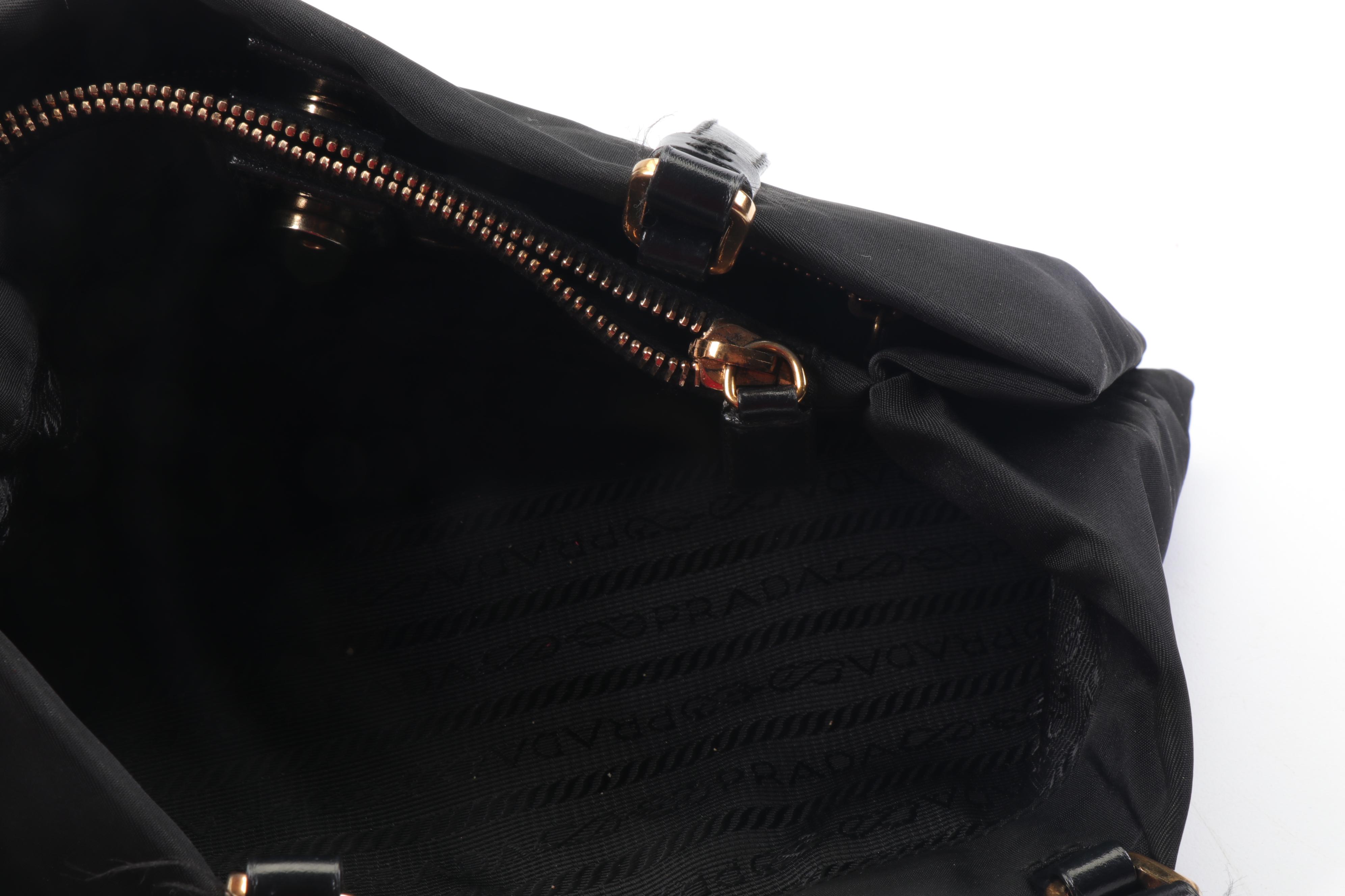 Prada Black Tessuto Nylon and Leather Shoulder Bag