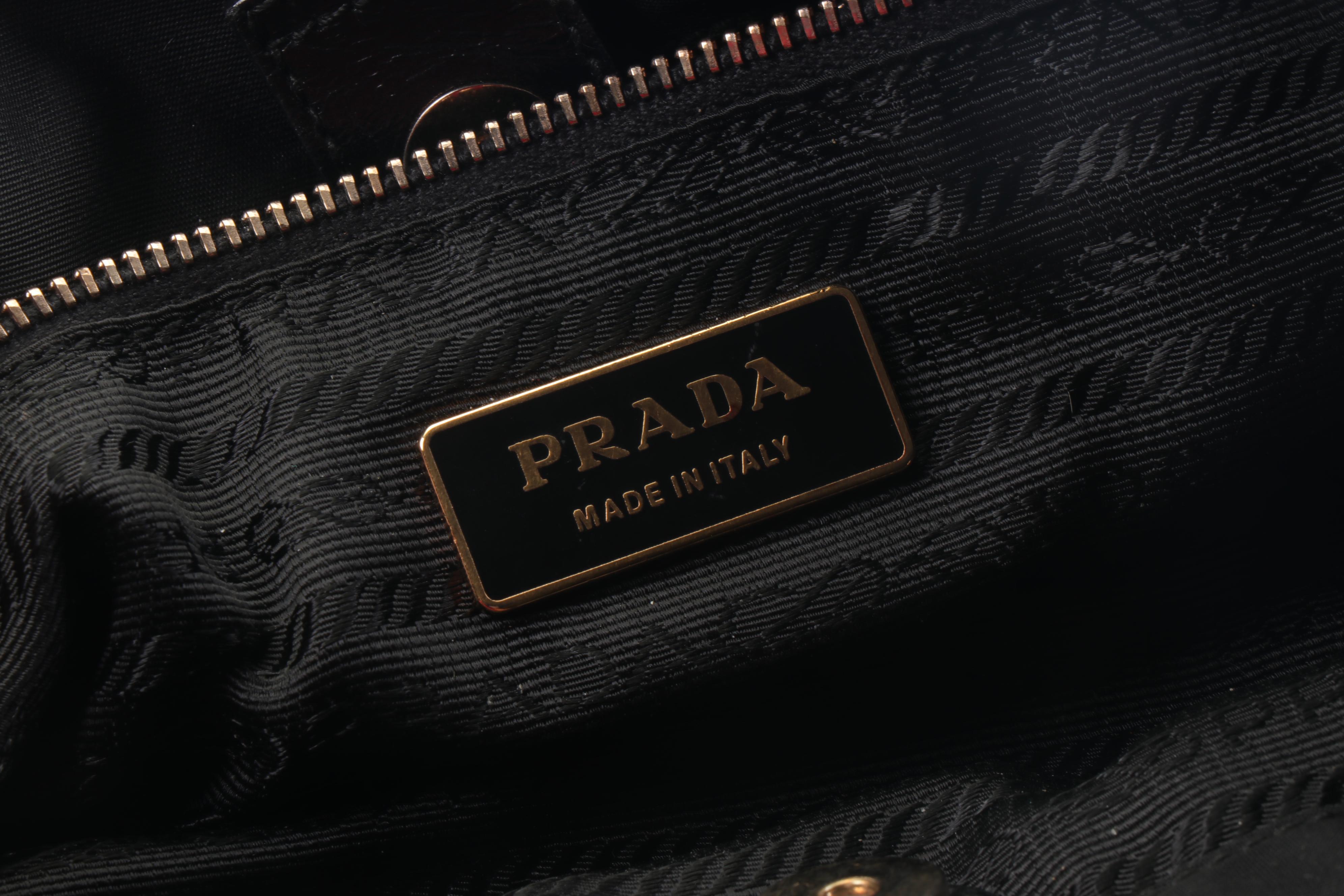 Prada Black Tessuto Nylon and Leather Shoulder Bag