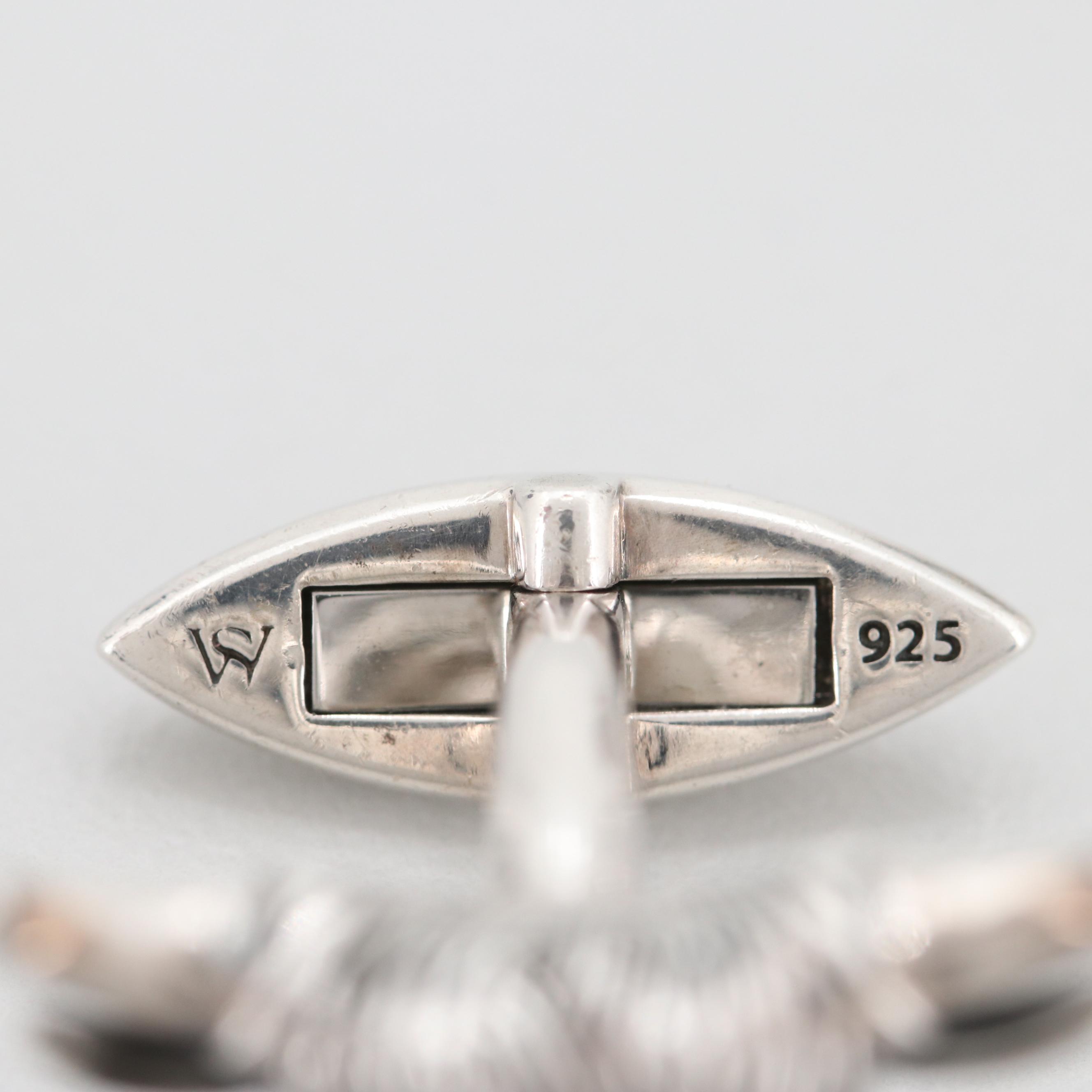 Stephen Webster Sterling Silver Garnet Accented Bull and Bear Cufflinks