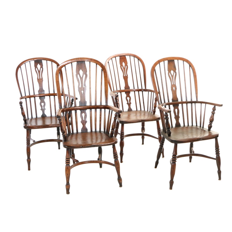Four Thames Valley Windsor Armchairs, Late 19th/Early 20th Century