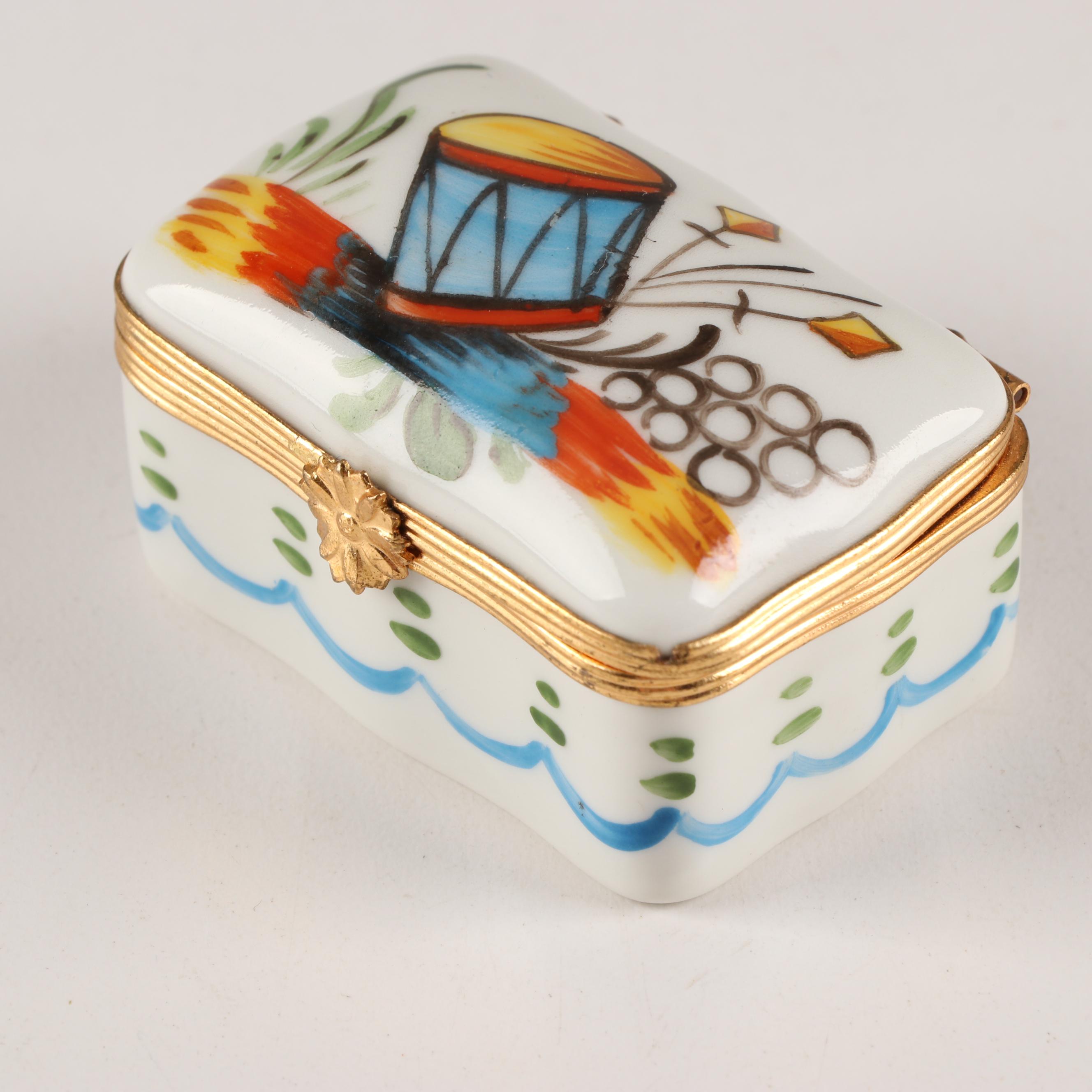 Hand-Painted Porcelain Trinket Box in the Style of Sevres