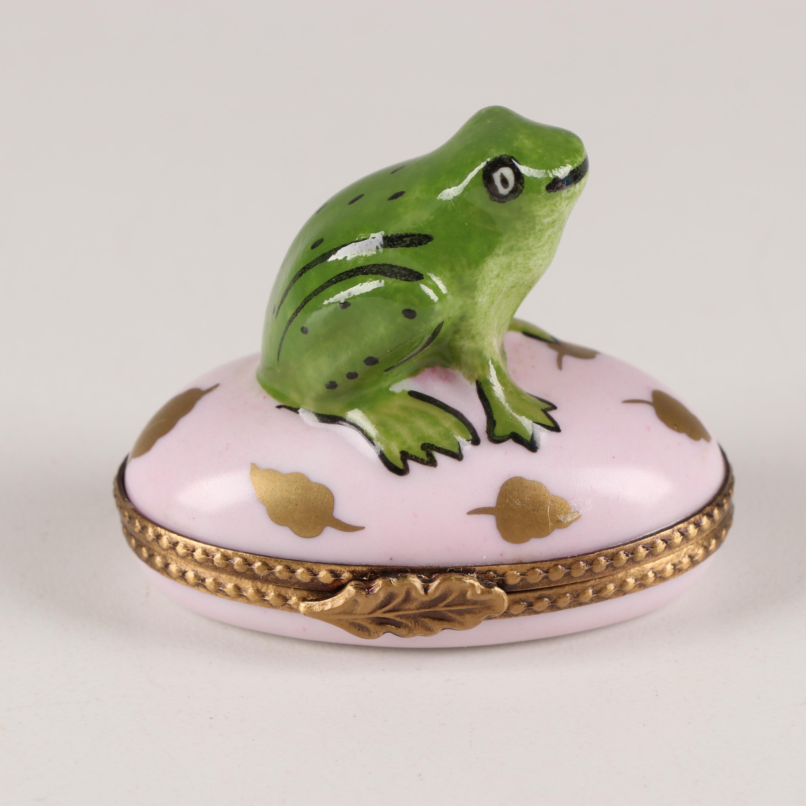 Limoges Hand-Painted Porcelain Frog Trinket Box