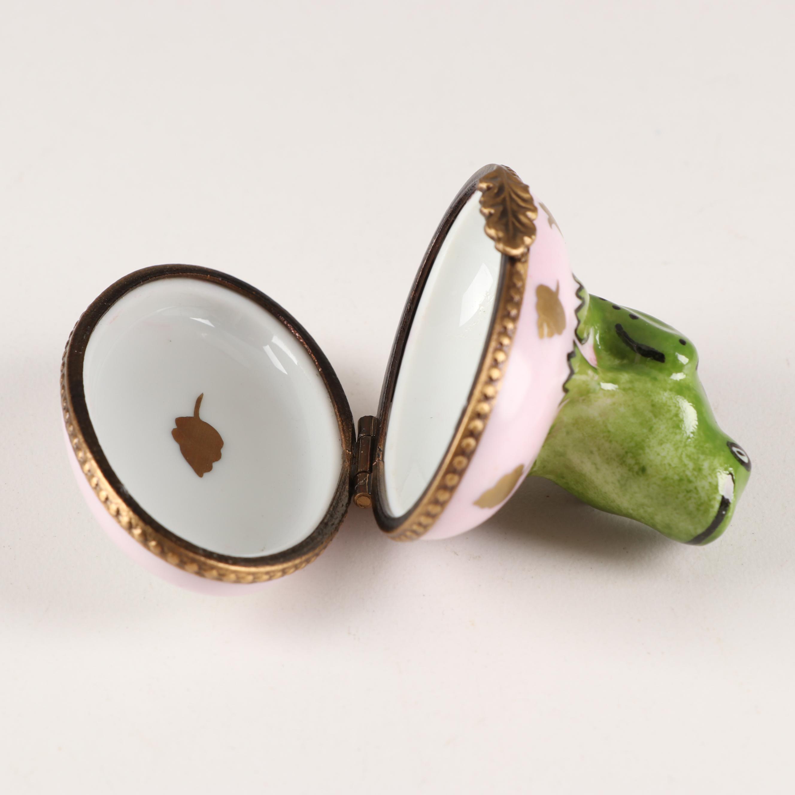 Limoges Hand-Painted Porcelain Frog Trinket Box