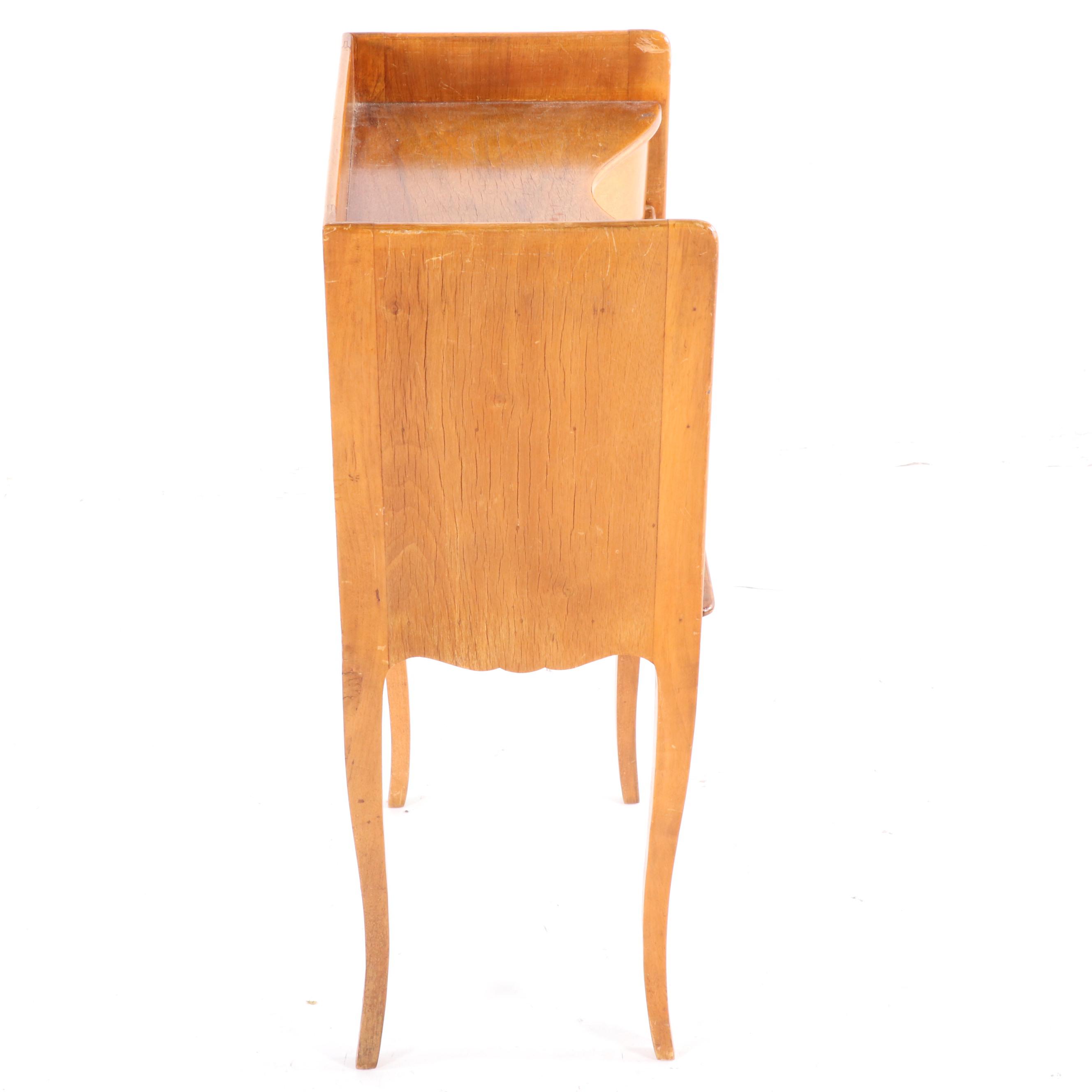 Louis XV Style Diminutive Fruitwood Nightstand With Tapered Legs, Circa 1940