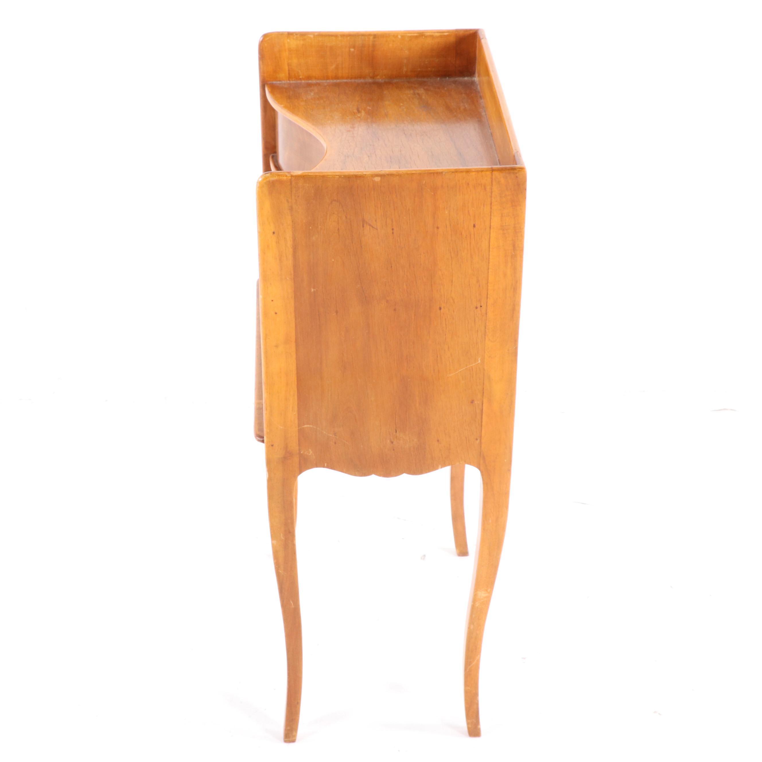 Louis XV Style Diminutive Fruitwood Nightstand With Tapered Legs, Circa 1940