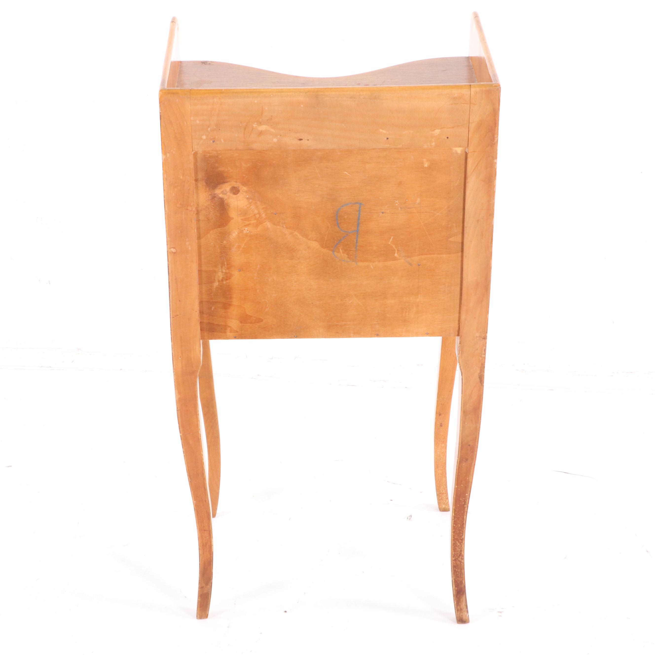 Louis XV Style Diminutive Fruitwood Nightstand With Tapered Legs, Circa 1940