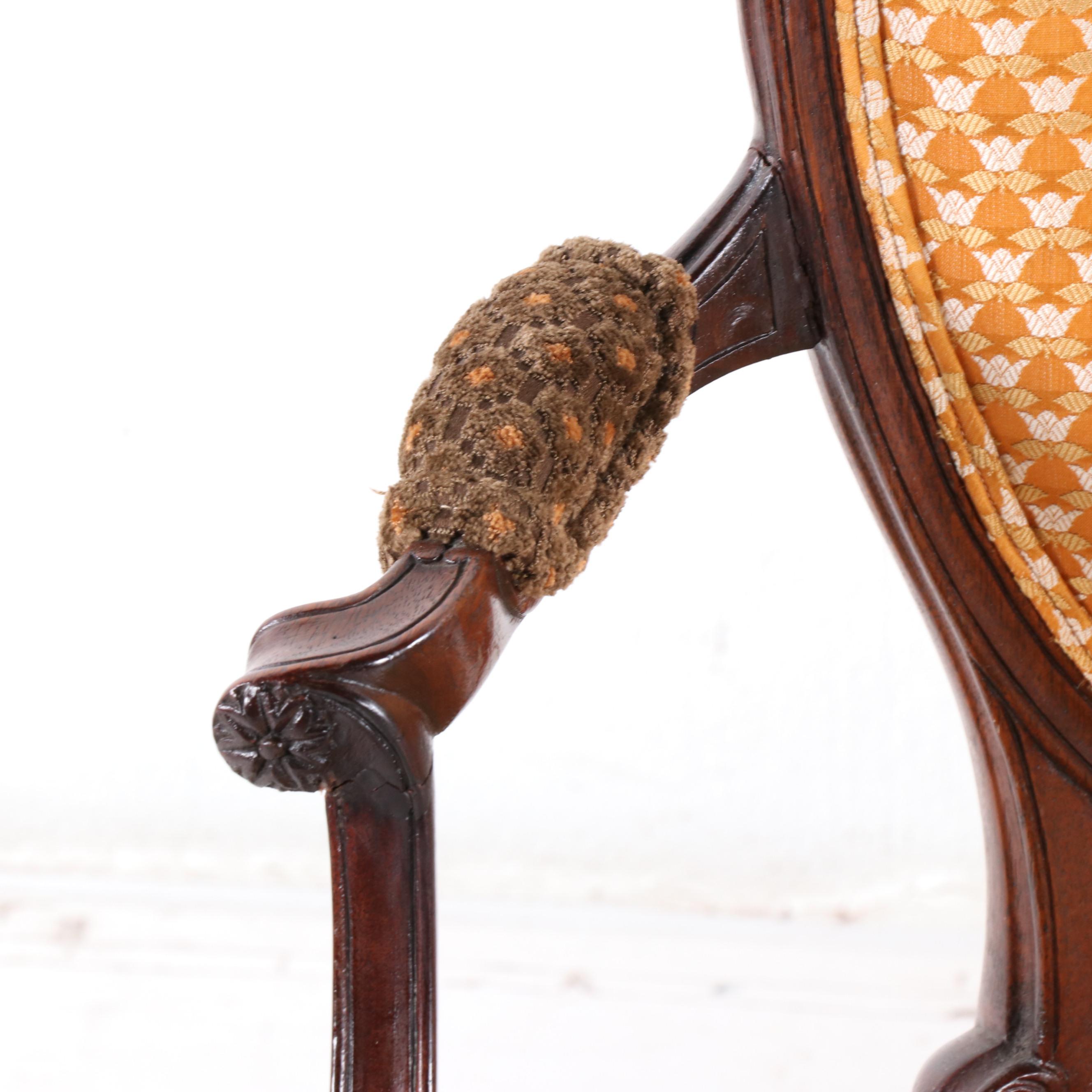 Pair of George III Rococo Style Carved Wooden Parlor Chairs, Early 20th Century