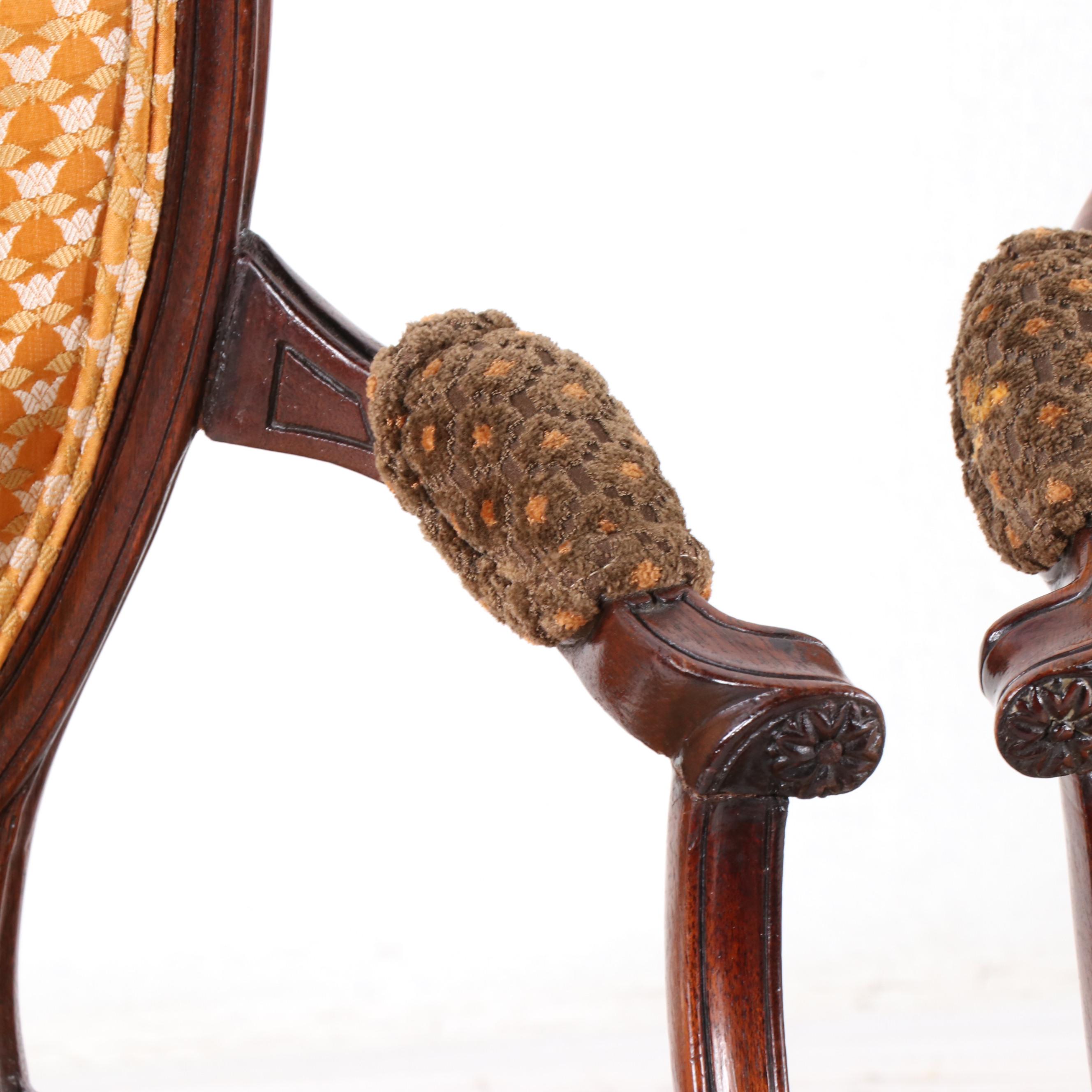 Pair of George III Rococo Style Carved Wooden Parlor Chairs, Early 20th Century