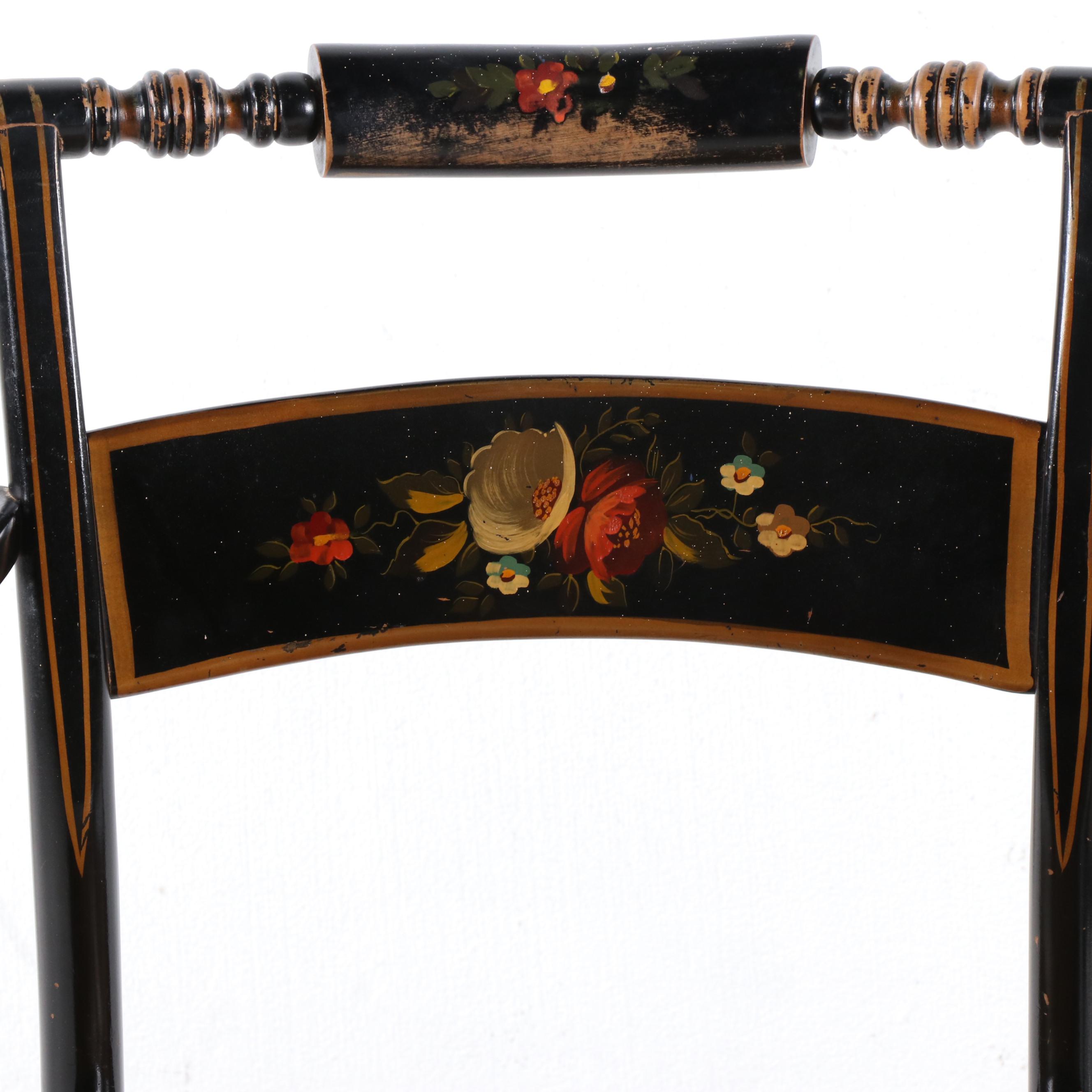 Paint Decorated Tavern Chairs with Rush Seats